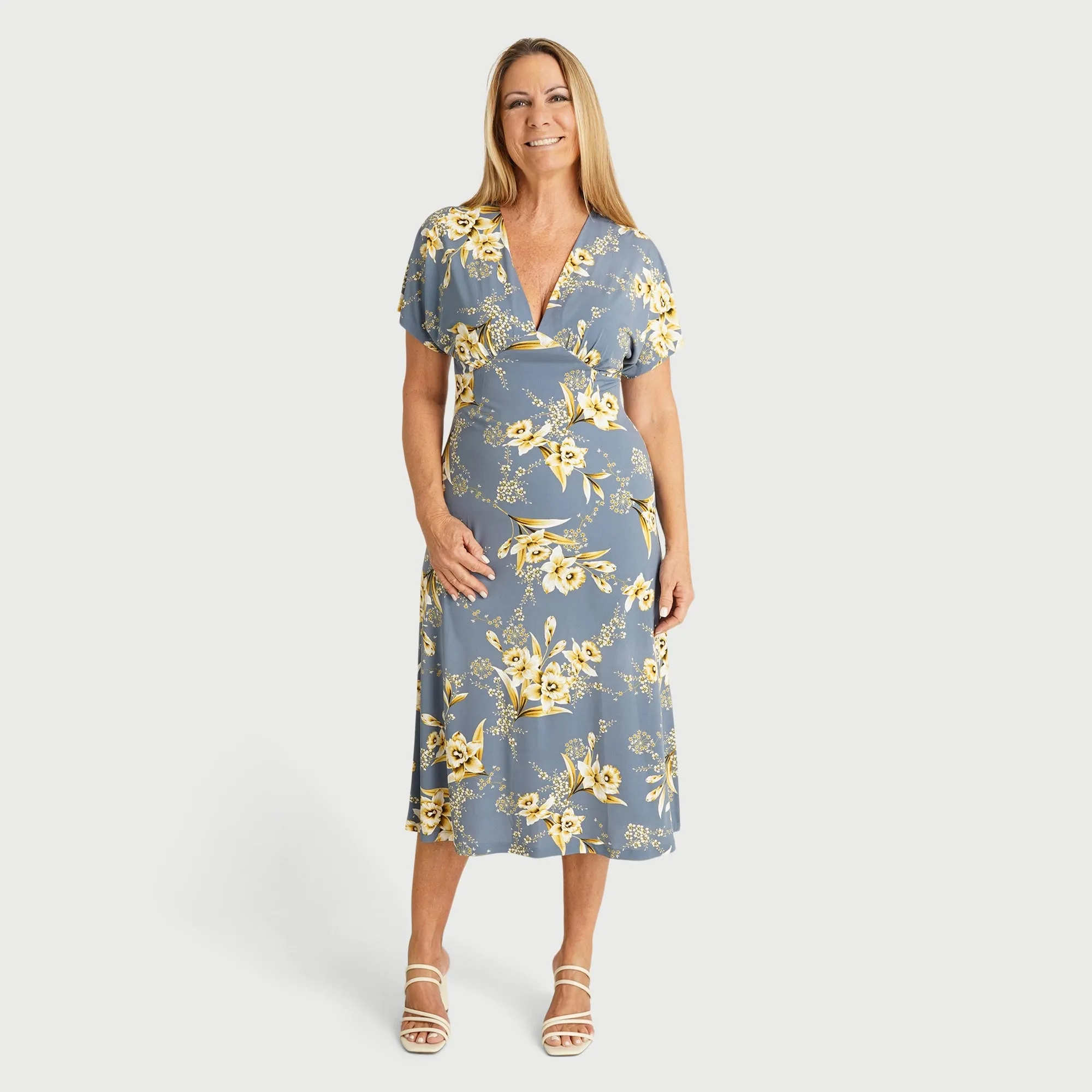 Danica Denim Floral Midi Dress