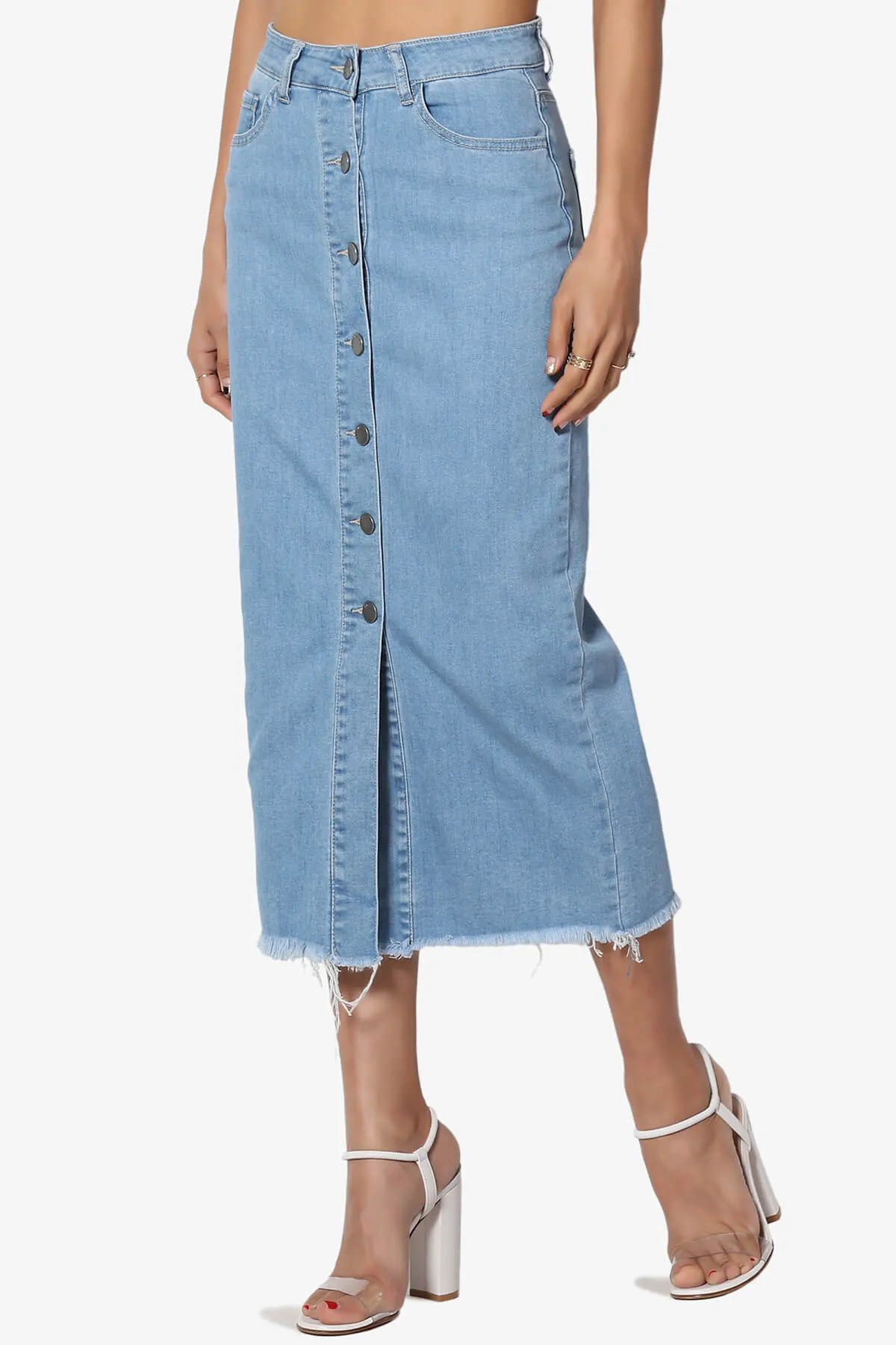 Dessie Buttoned Midi Denim Skirt