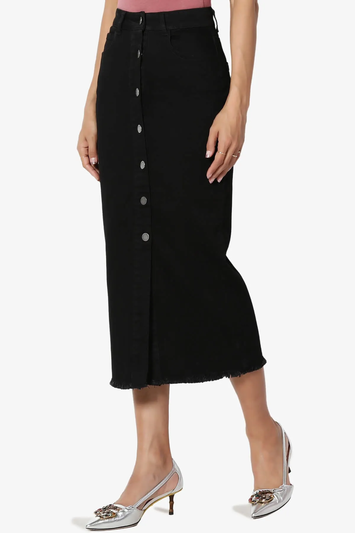 Dessie Buttoned Midi Denim Skirt