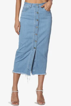 Dessie Buttoned Midi Denim Skirt