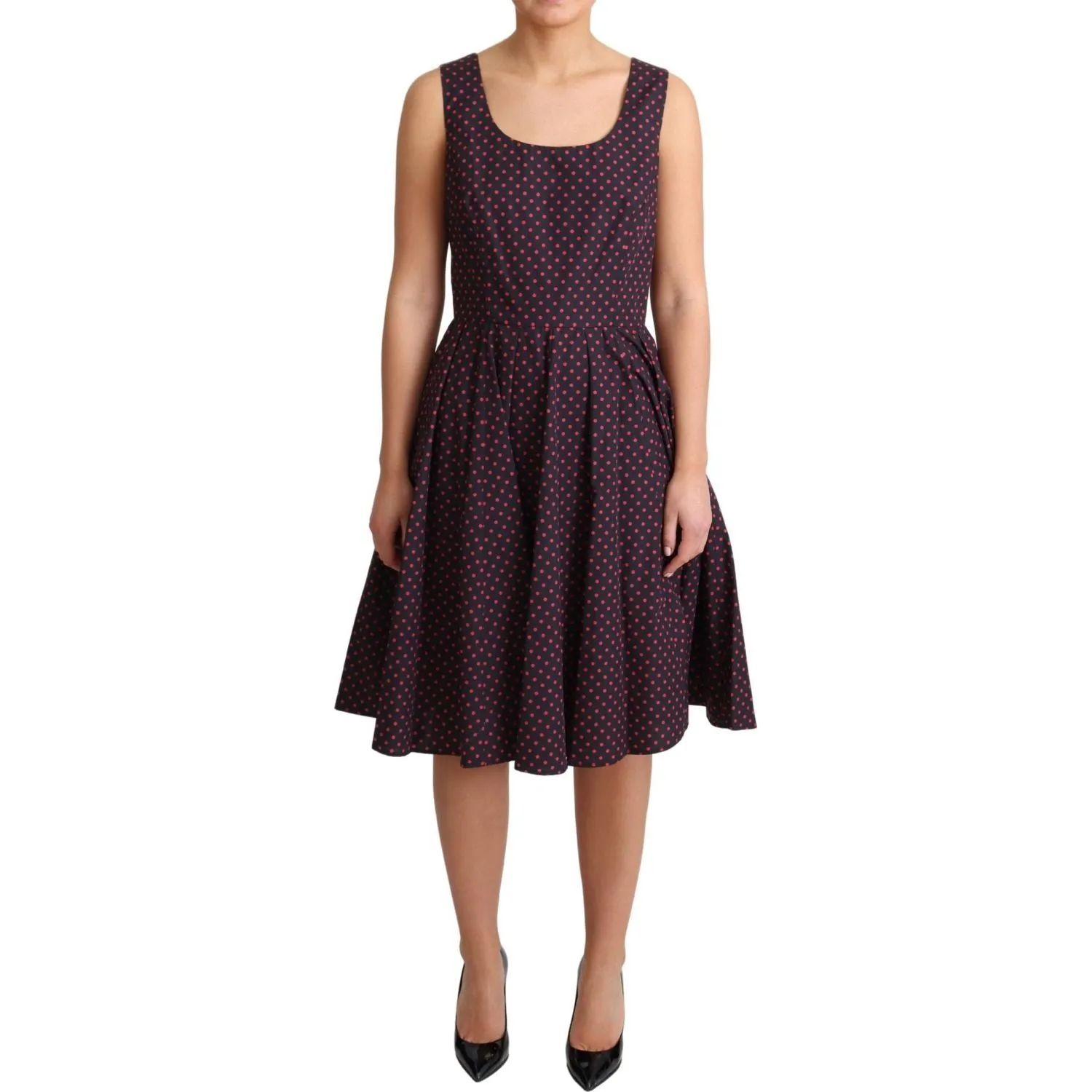 Dolce & Gabbana Chic Polka Dotted A-Line Sleeveless Dress