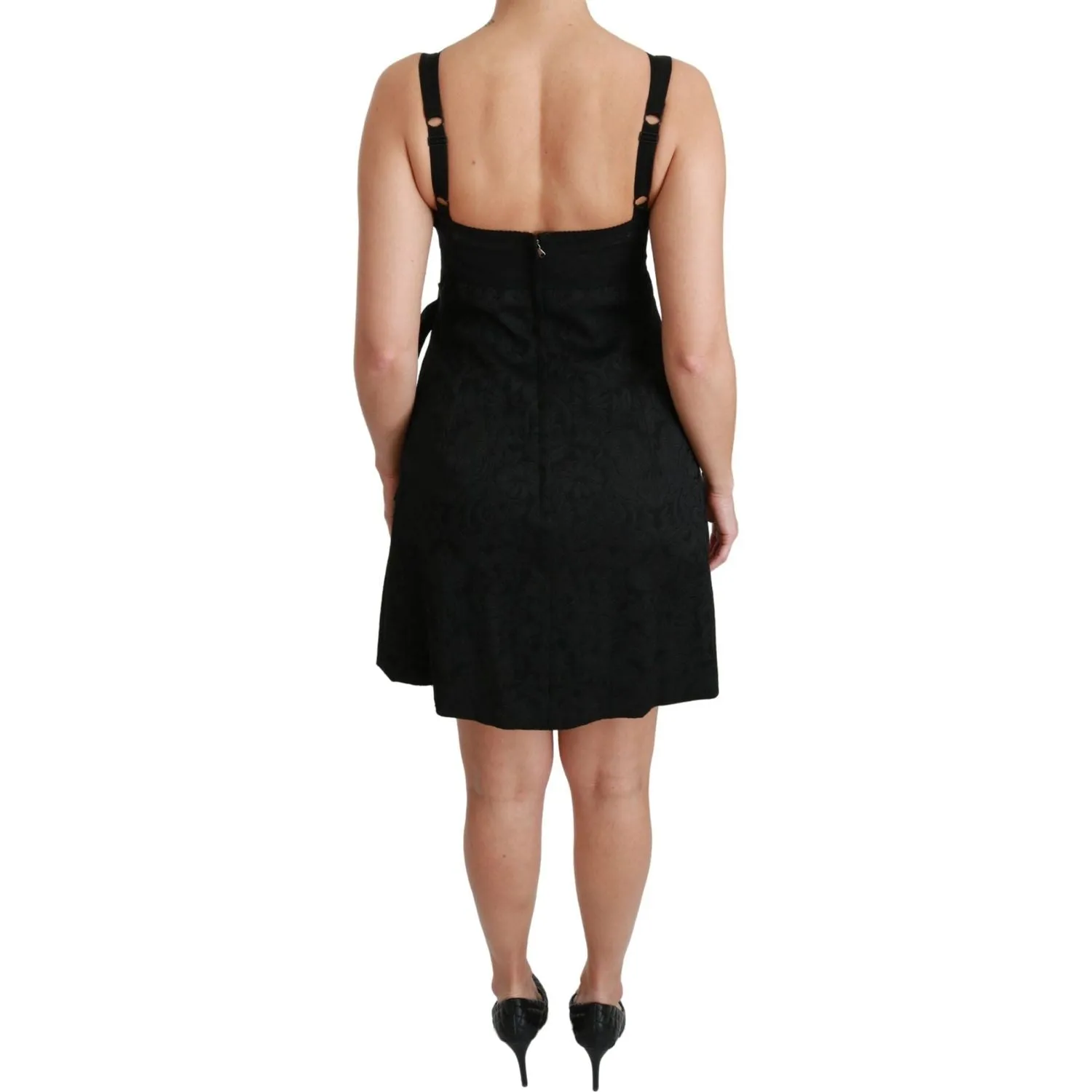 Dolce & Gabbana Elegant Black Jacquard Sheath Dress