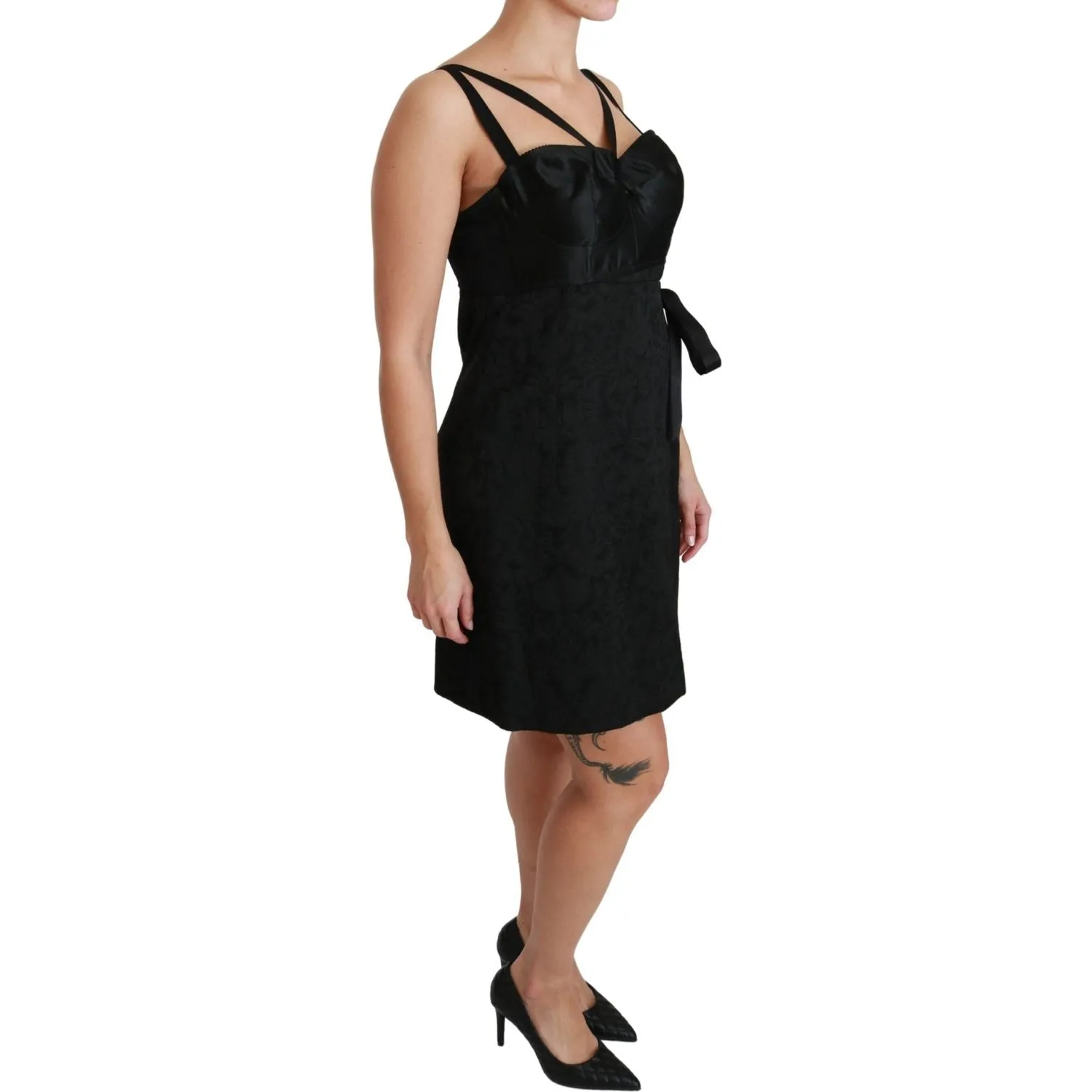 Dolce & Gabbana Elegant Black Jacquard Sheath Dress