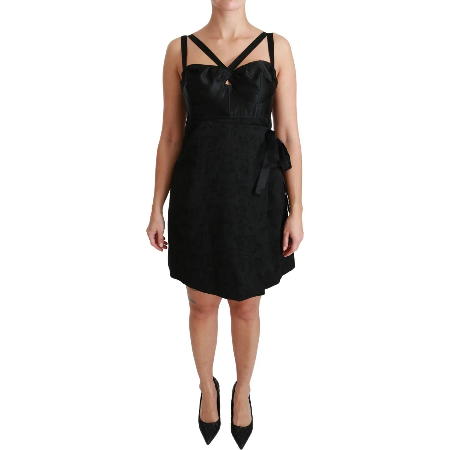 Dolce & Gabbana Elegant Black Jacquard Sheath Dress