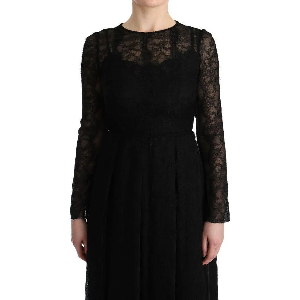 Dolce & Gabbana Elegant Black Sheath Long Sleeve Dress