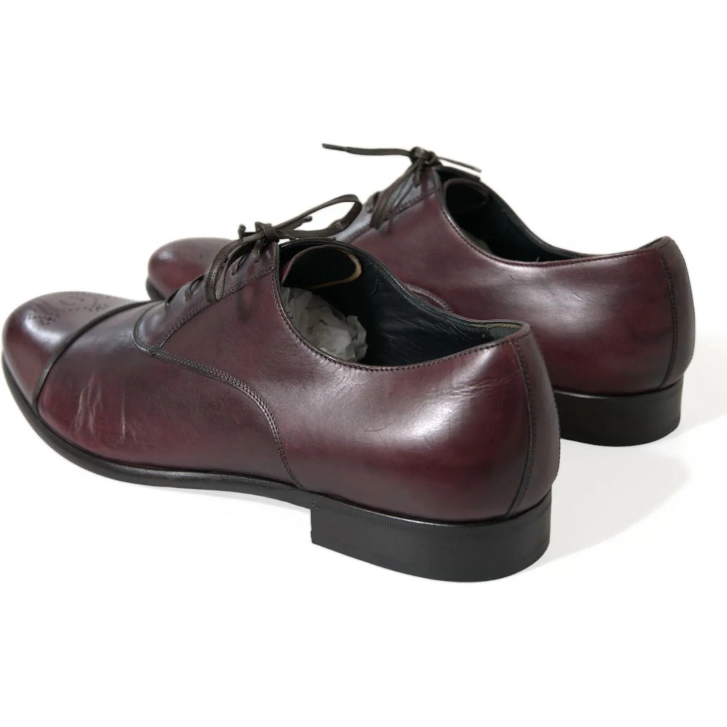 Dolce & Gabbana Elegant Burgundy Leather Derby Shoes