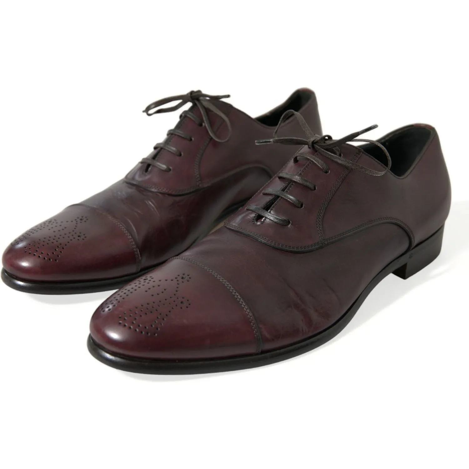 Dolce & Gabbana Elegant Burgundy Leather Derby Shoes