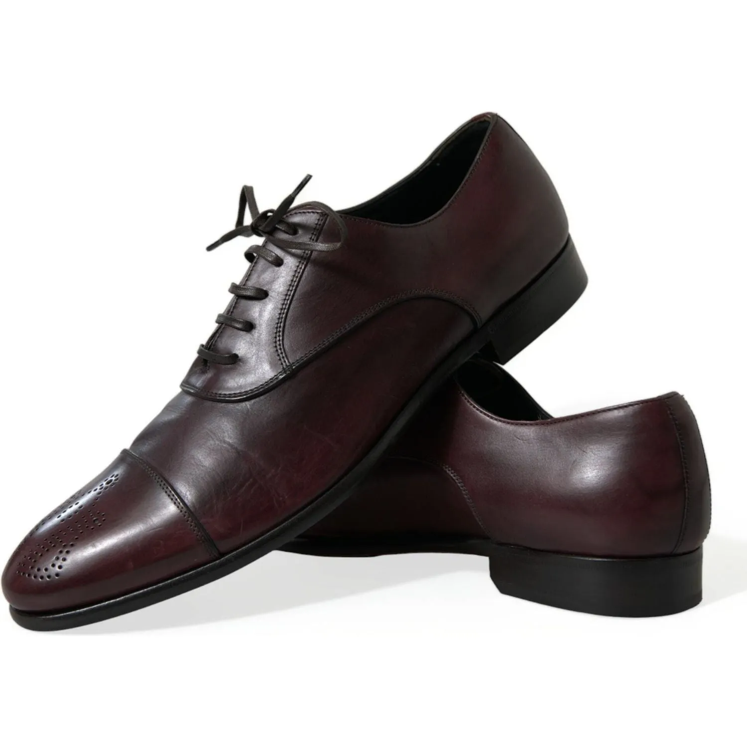 Dolce & Gabbana Elegant Burgundy Leather Derby Shoes