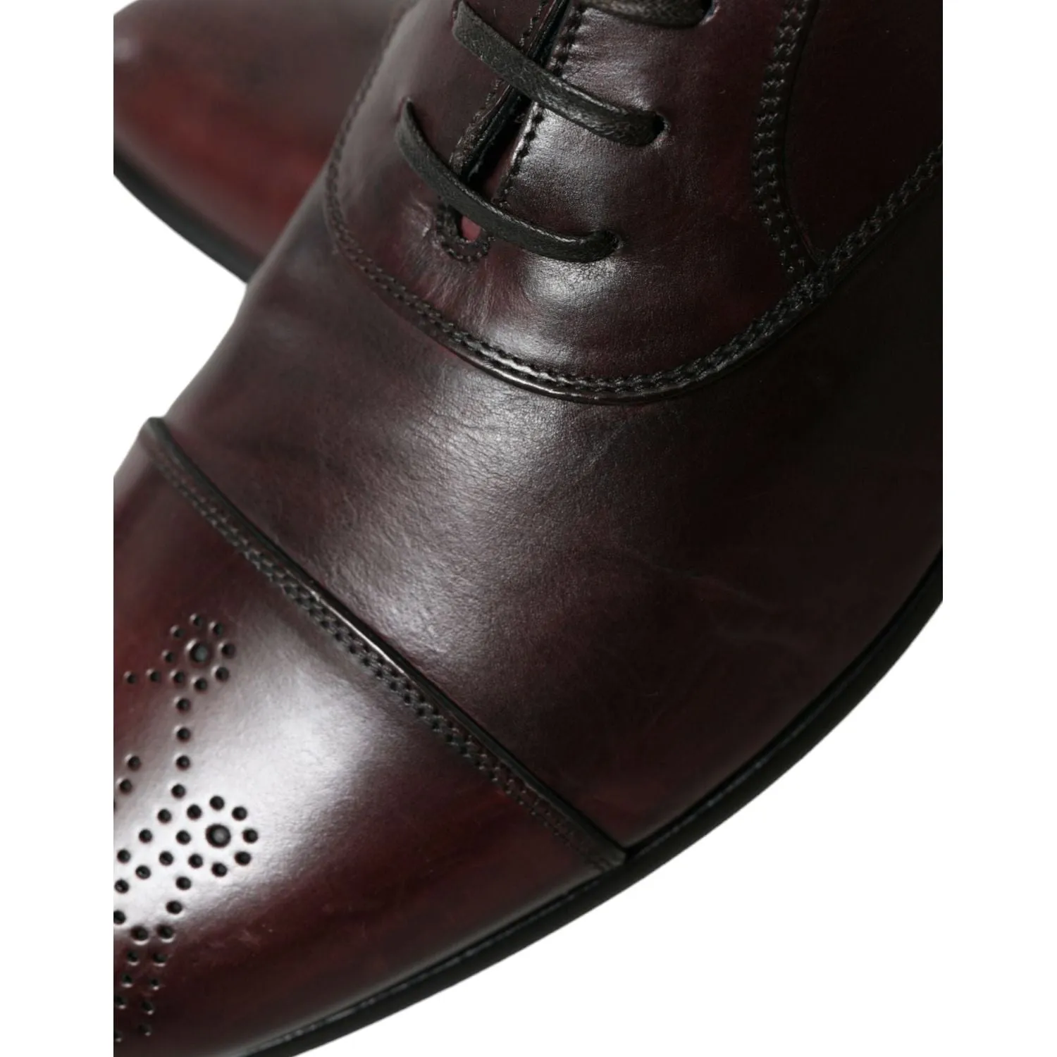 Dolce & Gabbana Elegant Burgundy Leather Derby Shoes