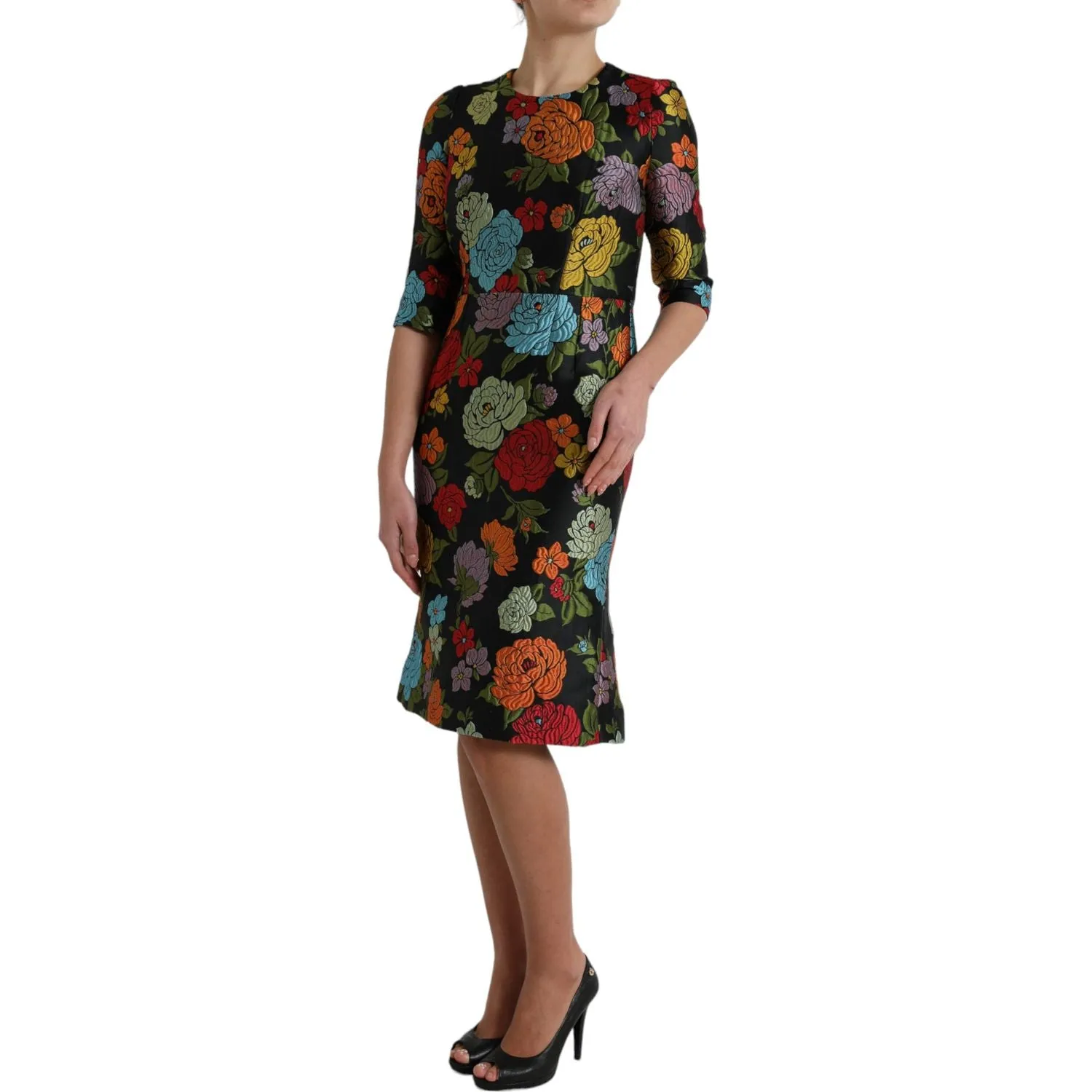 Dolce & Gabbana Elegant Floral Embroidered Pencil Dress