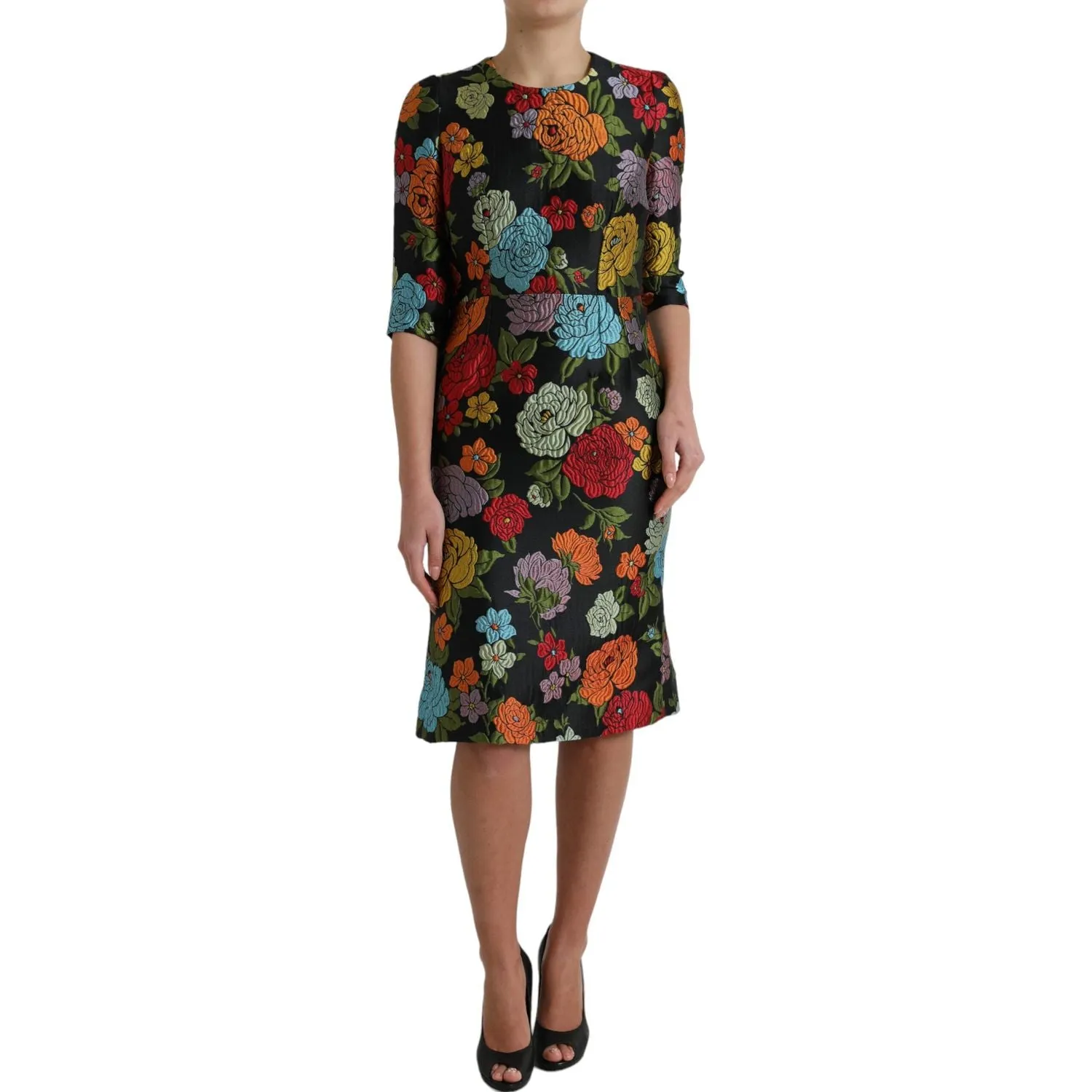 Dolce & Gabbana Elegant Floral Embroidered Pencil Dress