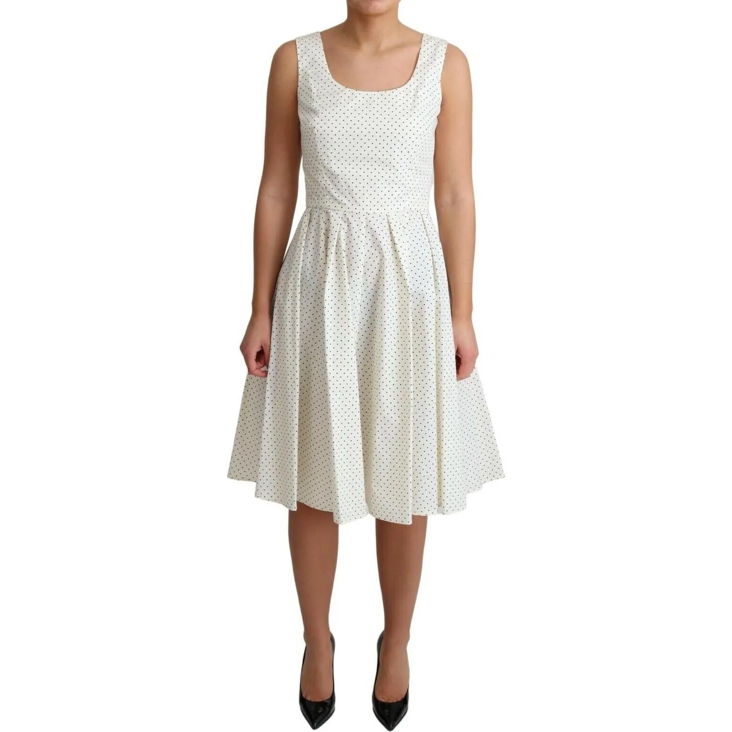 Dolce & Gabbana Elegant Sleeveless A-Line Polka Dotted Dress