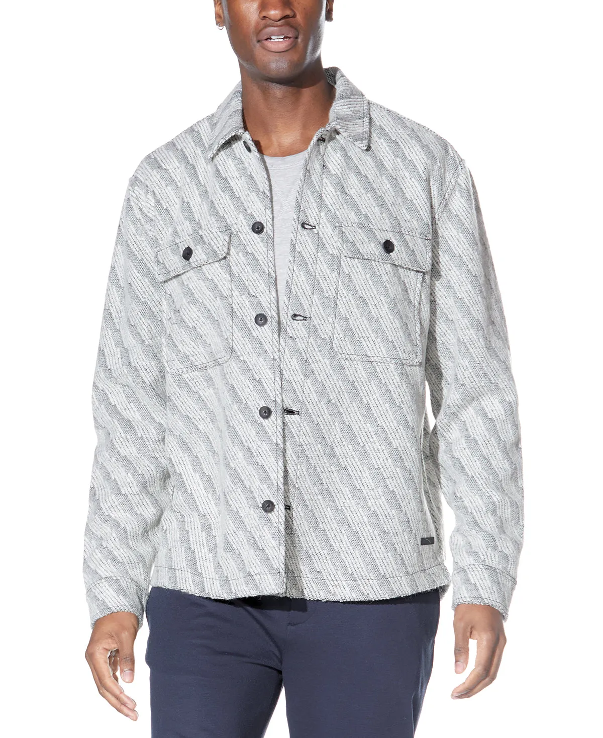 Durbin Relaxed Shirt Jacket (White/Black)