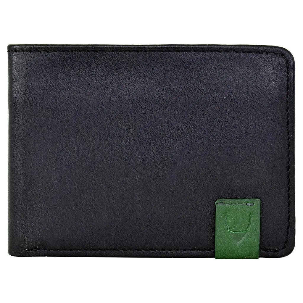 Dylan Compact Thin Trifold Leather Wallet with Multiple Compartments and Coin Pocket in Black