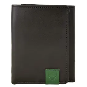 Dylan Compact Trifold Leather Wallet with ID Window in Black