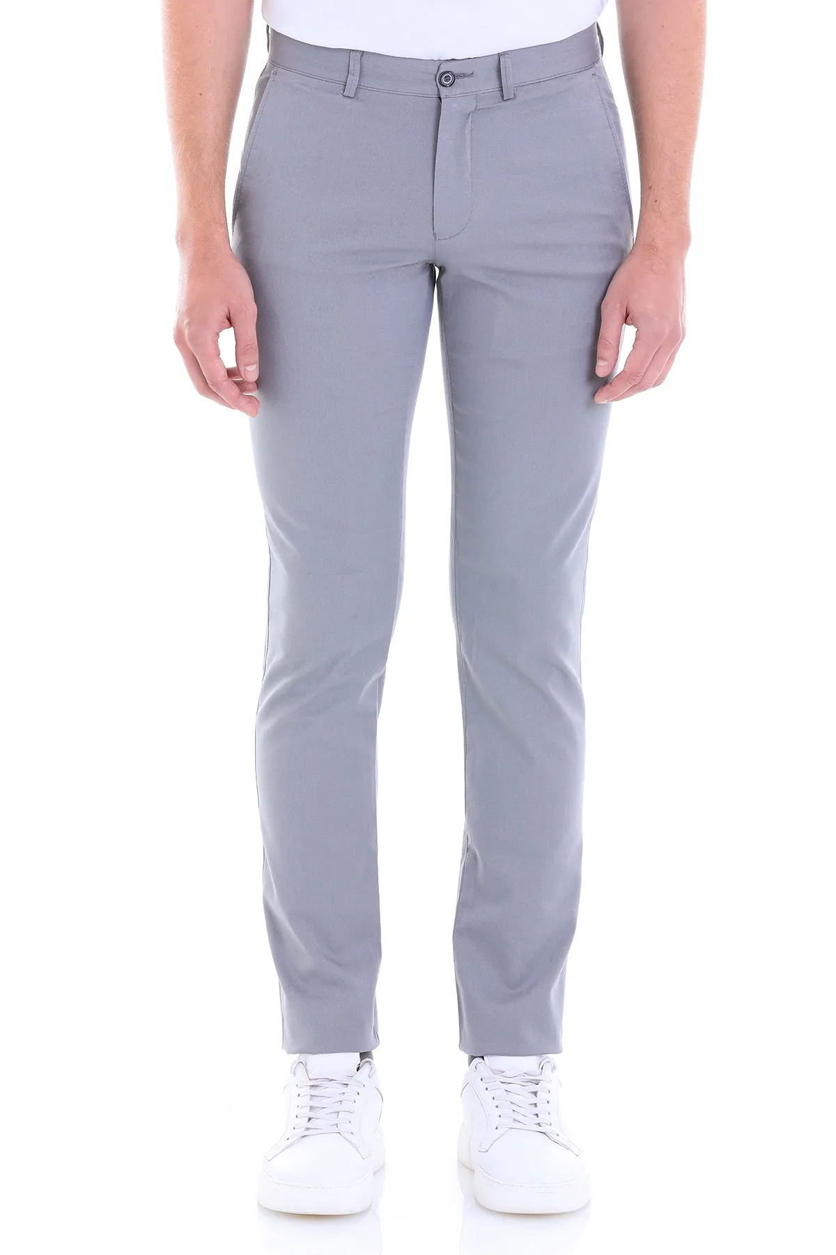 Dynamic Fit Side Pocket Low Waist Cotton Gray Casual Pants