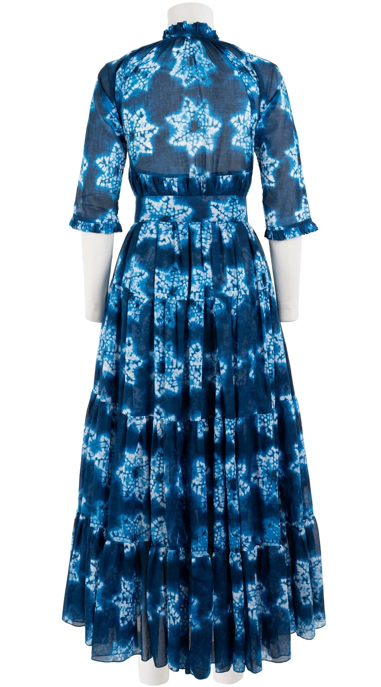 Eden Dress Crew Neck 3/4 Sleeve with Hamilton Belt Maxi Length Cotton Musola (Shibori Star)