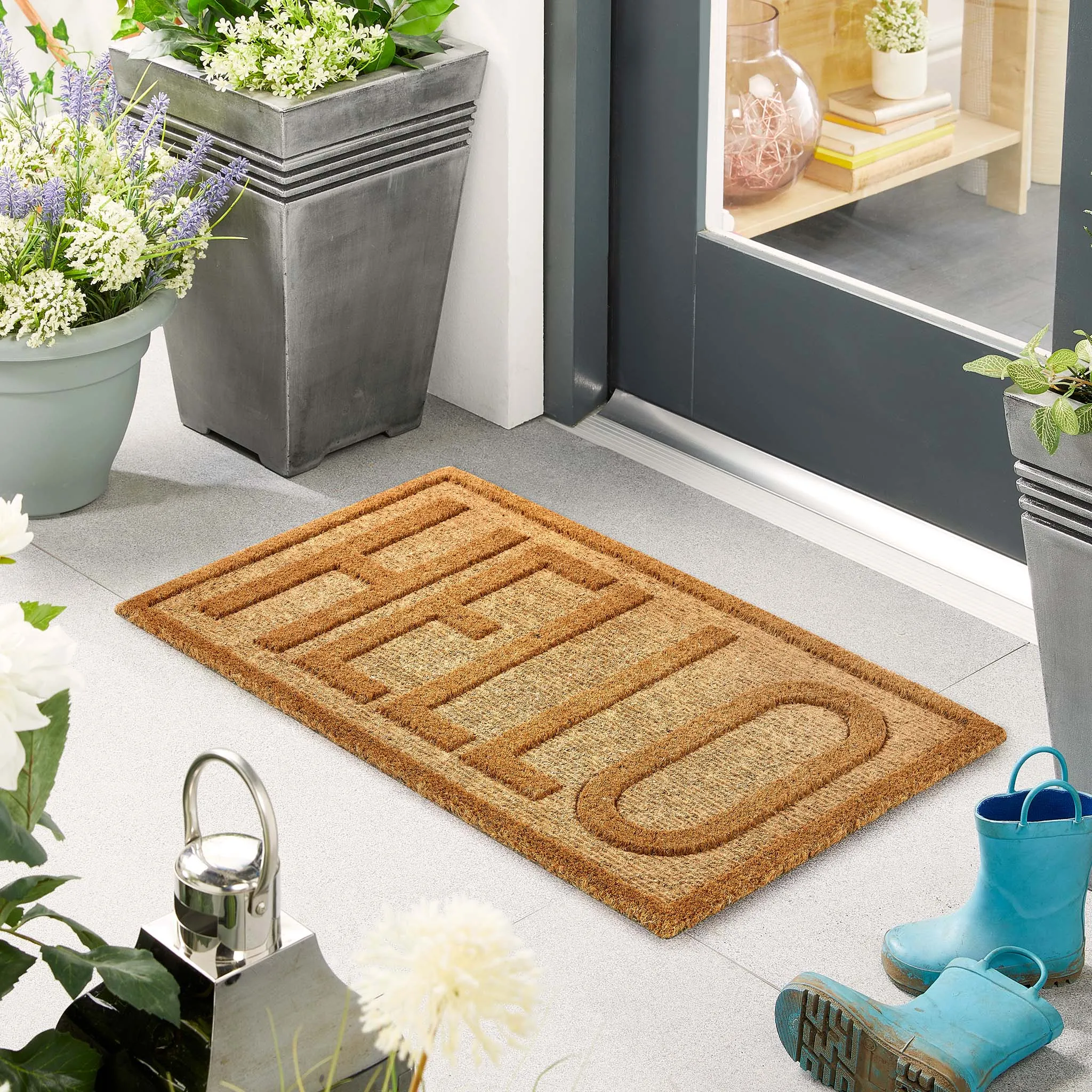 Embossed Coir Hello