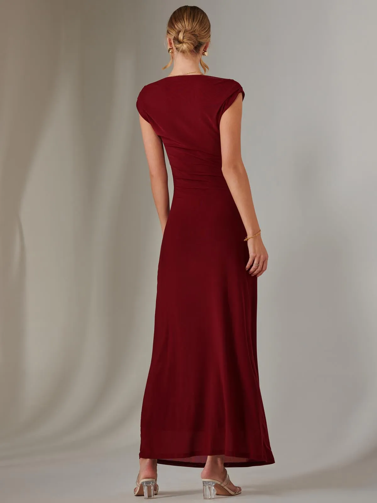 Eva Round Neck Sleeveless Maxi Dress, Burgundy