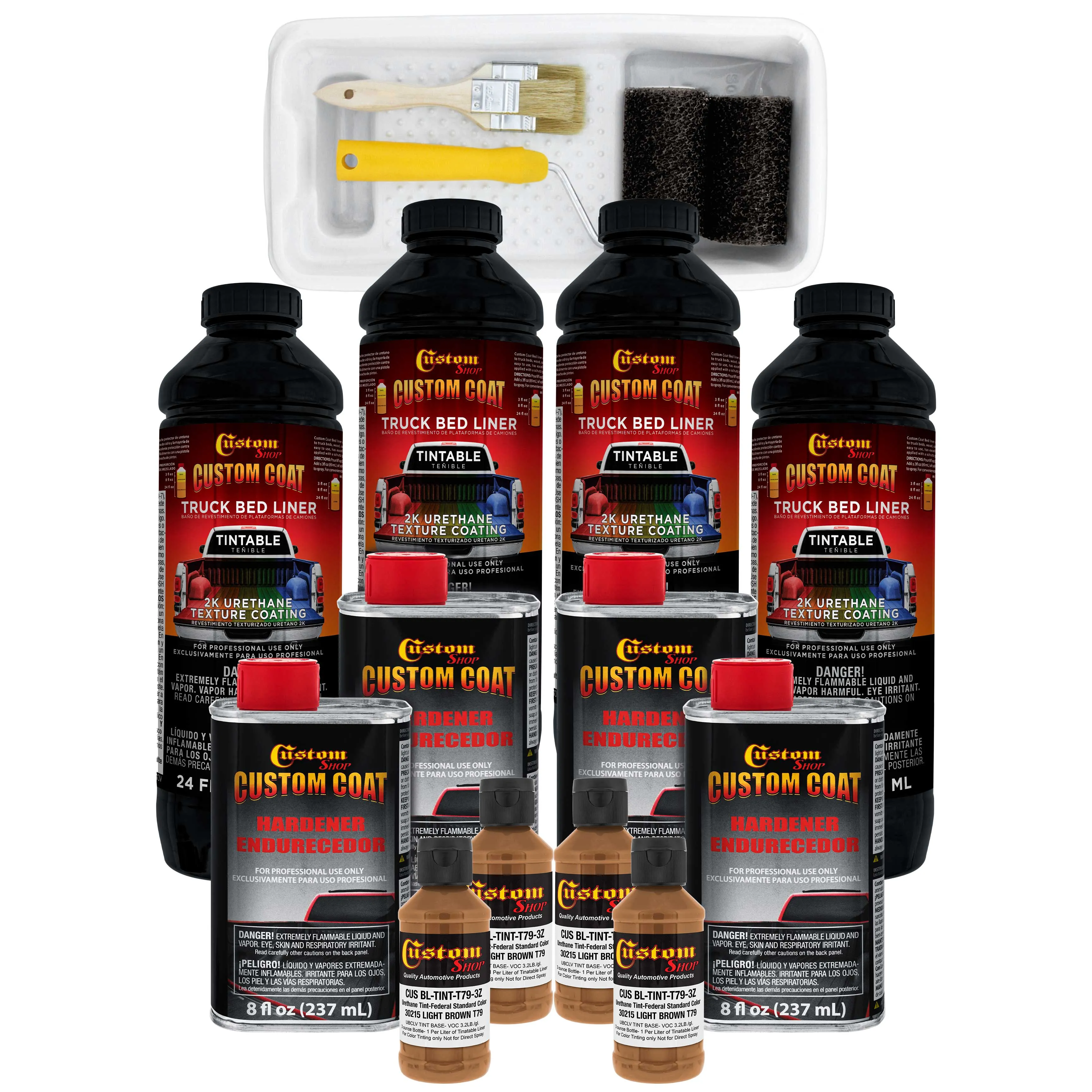 Federal Standard Color #30215 Light Brown T79 Urethane Roll-On, Brush-On or Spray-On Truck Bed Liner, 1 Gallon Kit with Roller Applicator Kit