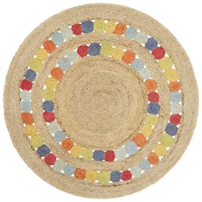 Flatweave Round Cotton Rug - Multi