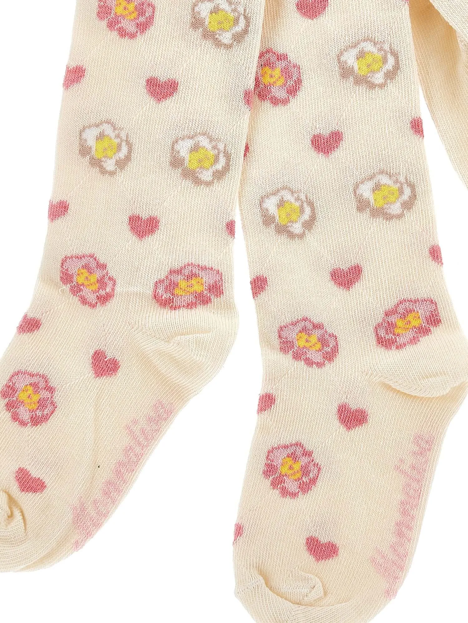 Girls Cream Rose Tights