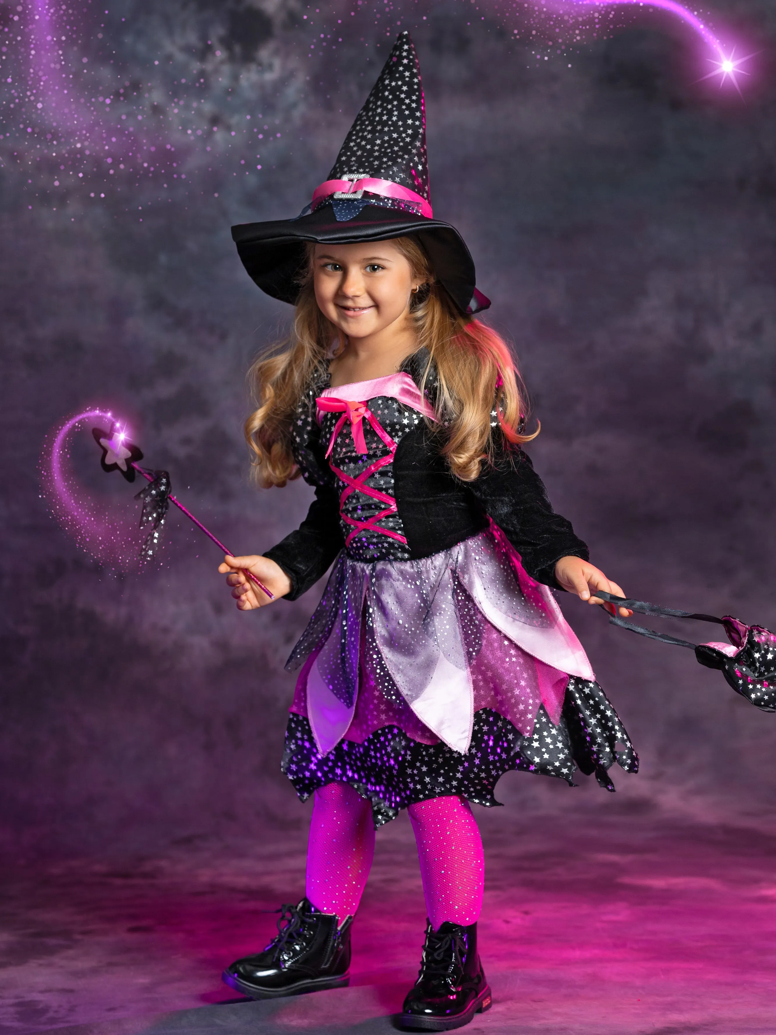 Girls Shimmer Witch Costume Dress