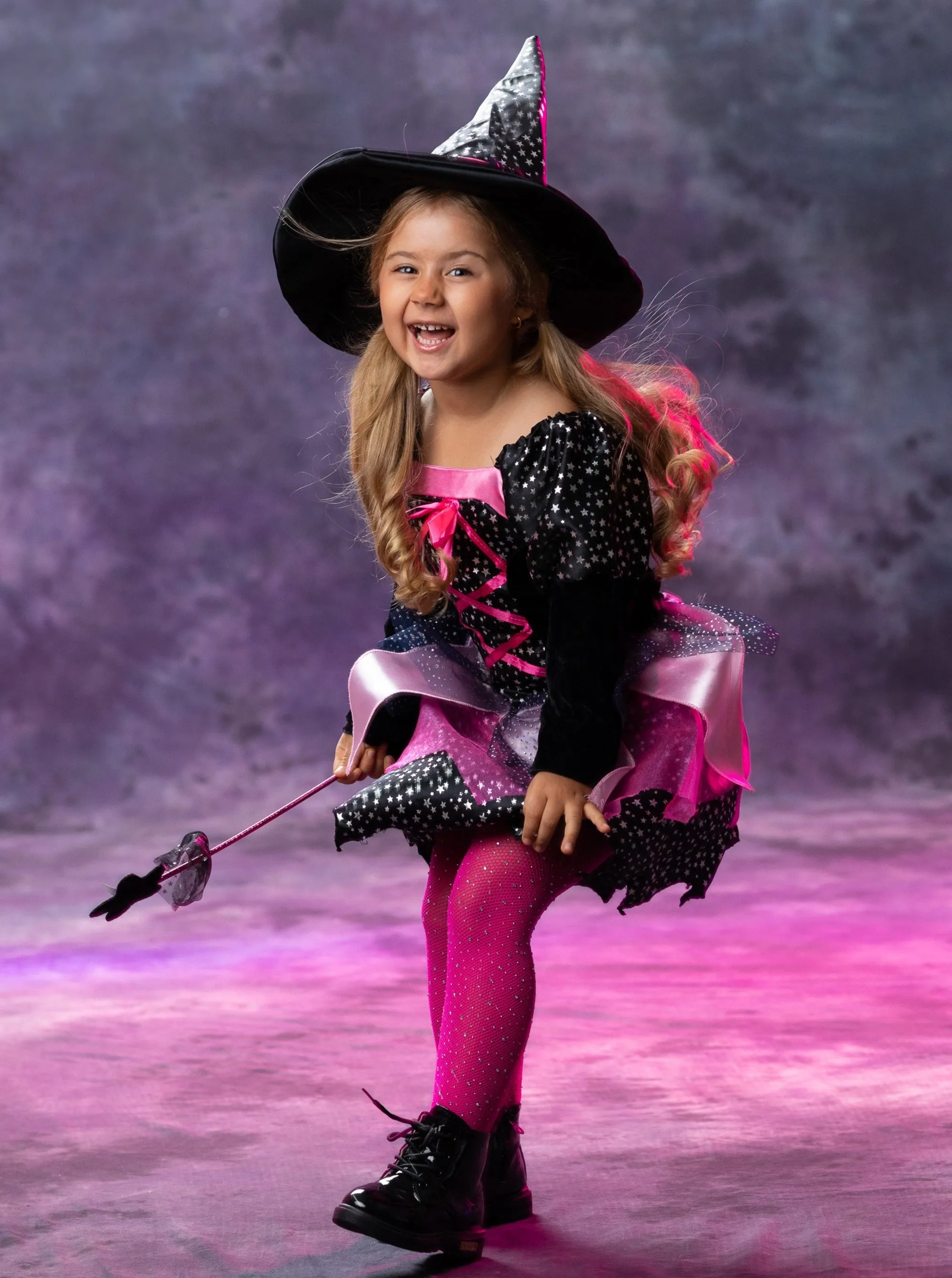 Girls Shimmer Witch Costume Dress