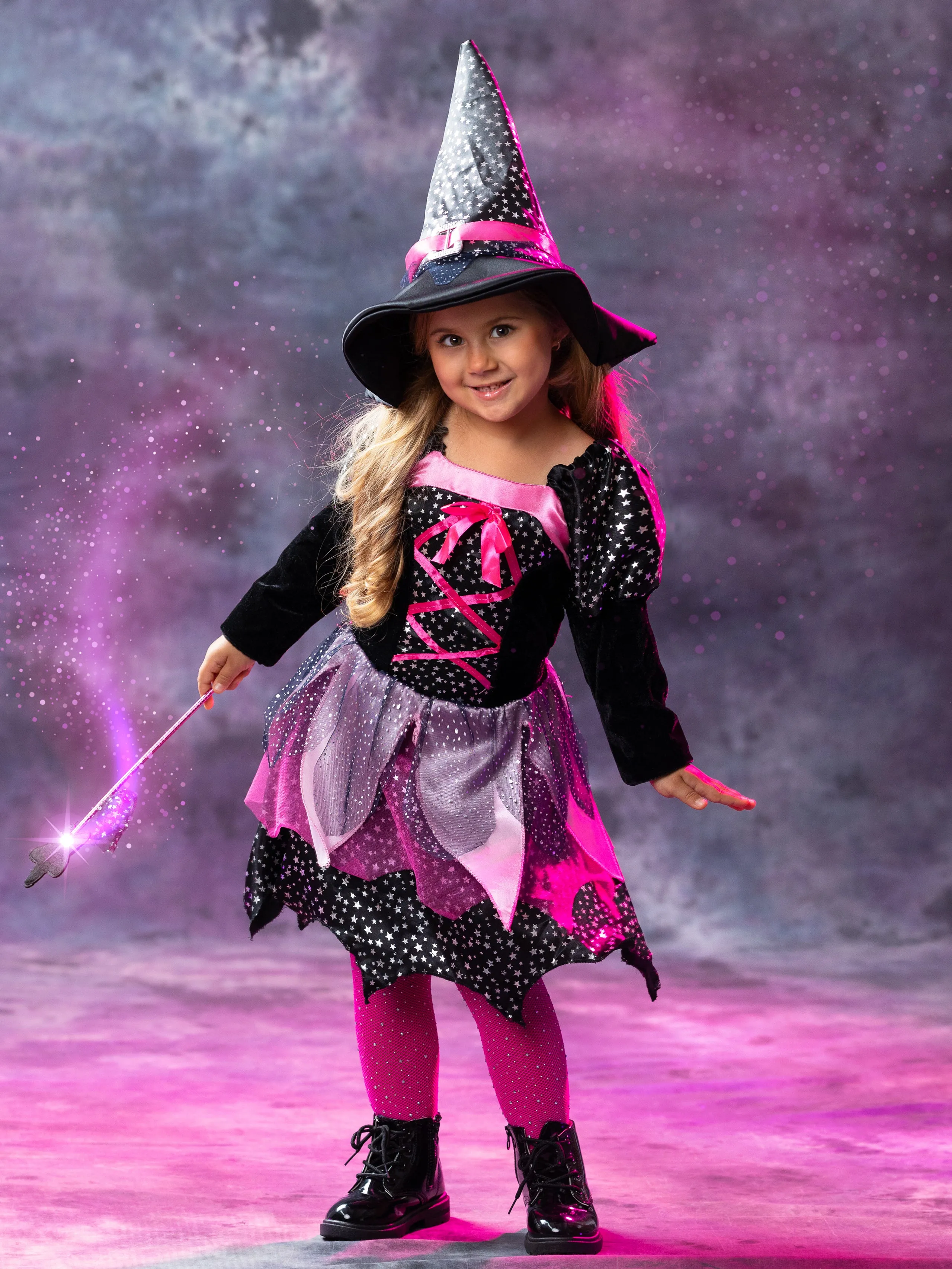 Girls Shimmer Witch Costume Dress