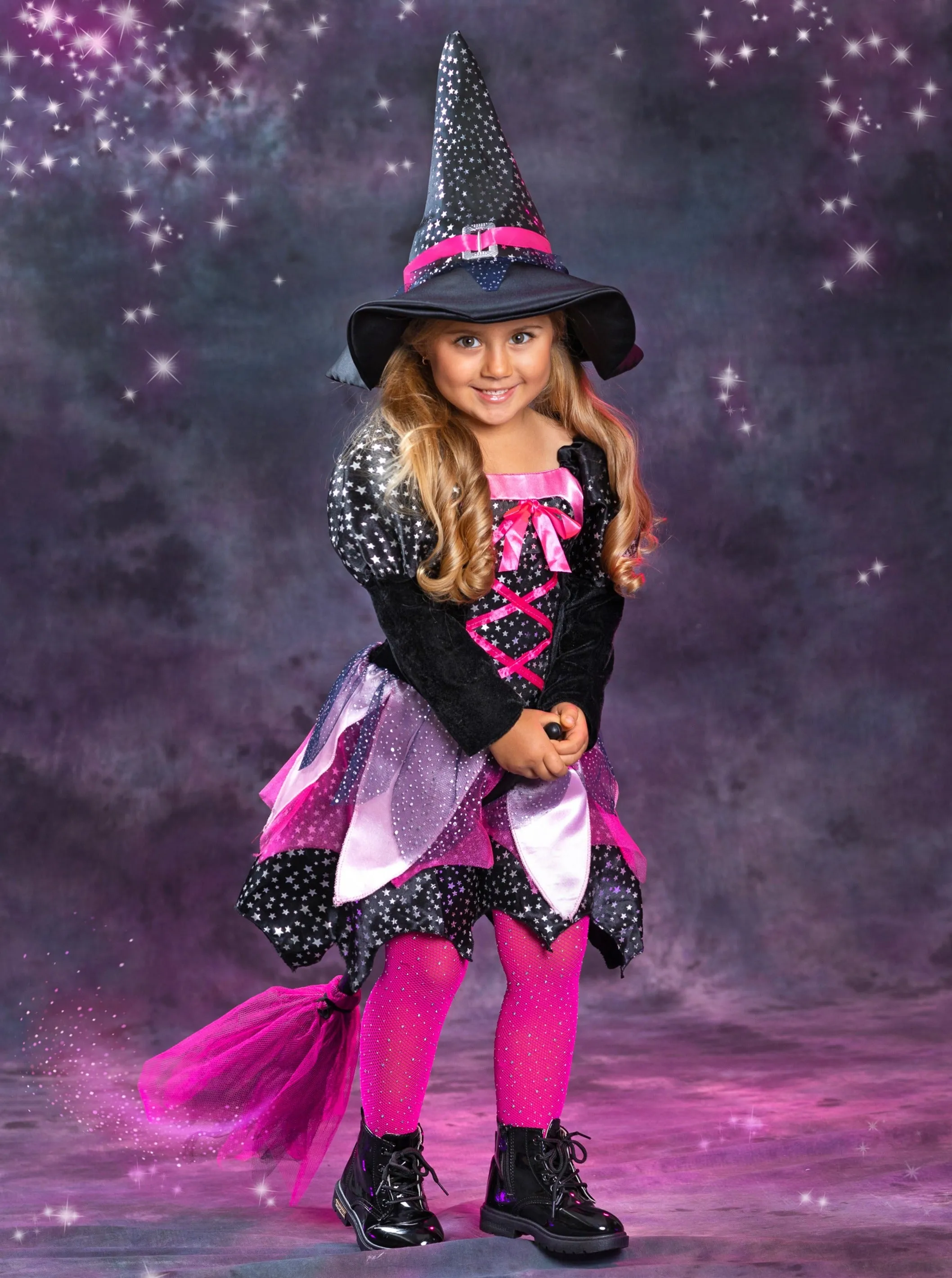 Girls Shimmer Witch Costume Dress