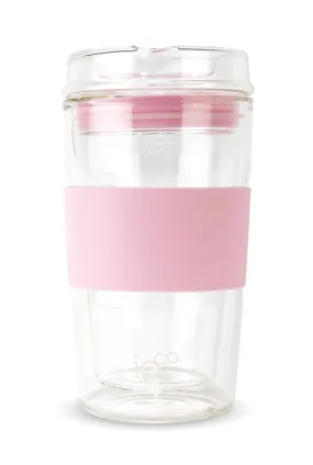 GLASS TRAVEL MUG 12OZ MARSHMALLOW PINK