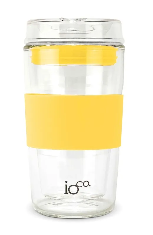 GLASS TRAVEL MUG 12OZ SUNNY YELLOW