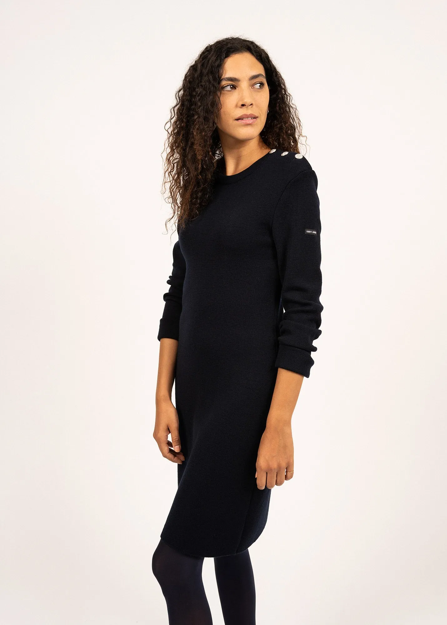 Grande Marée jumper dress - plain, in wool (NAVY)