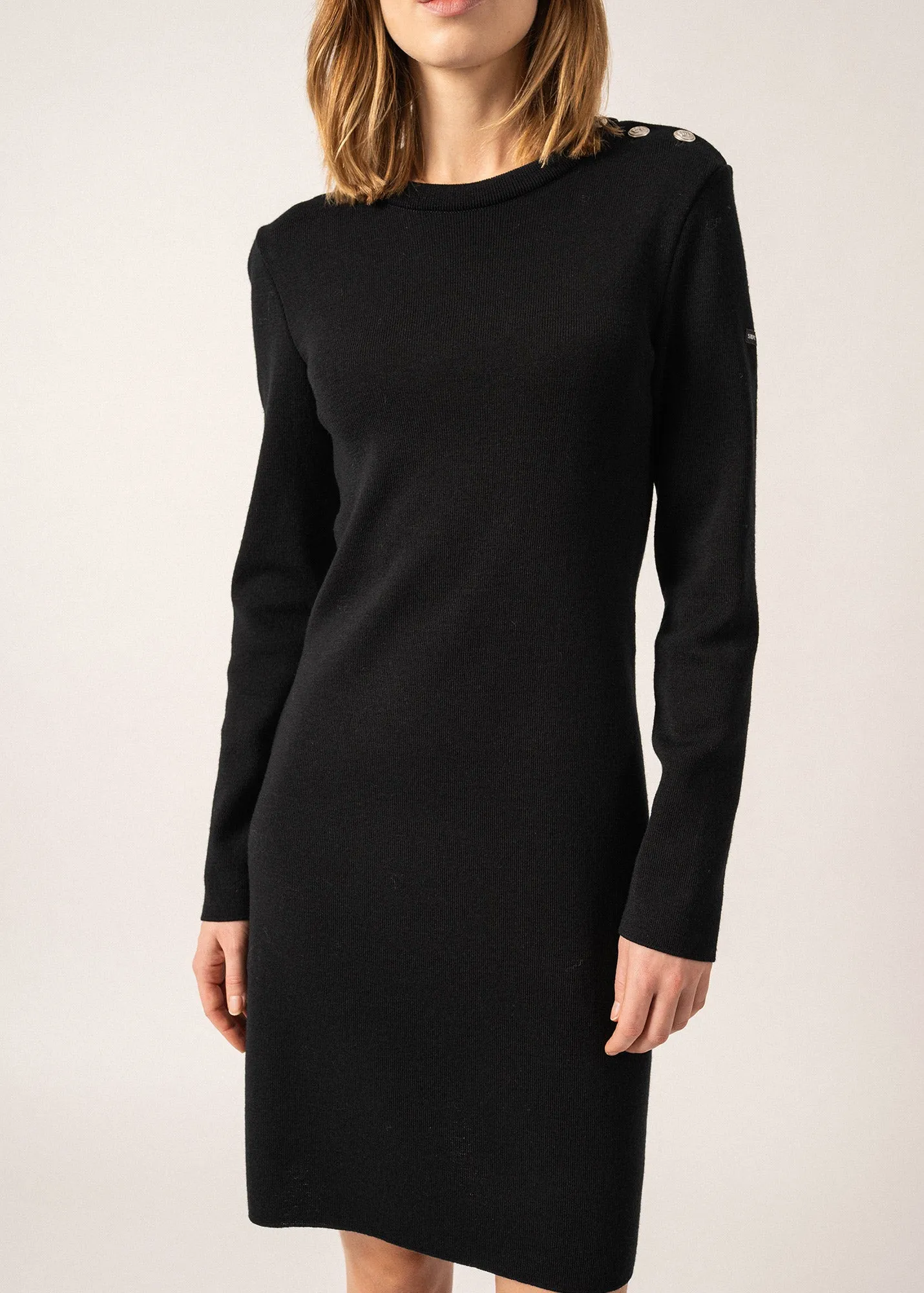 Grande Marée jumper dress - plain, in wool (NOIR)