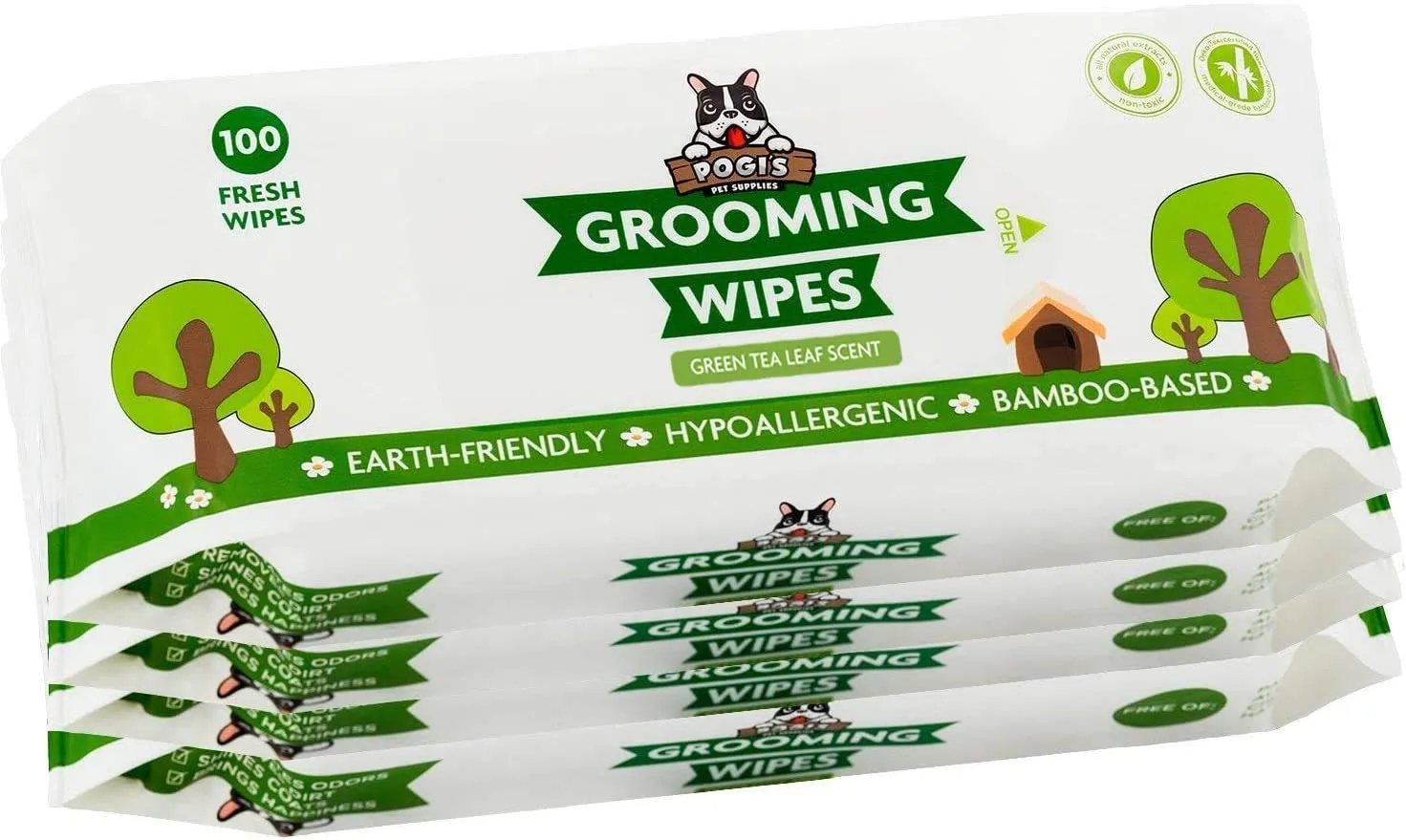 Grooming Wipes - Hypoallergenic Pet Wipes for Dogs & Cats - Plant-Based, Earth-Friendly, Deodorizing