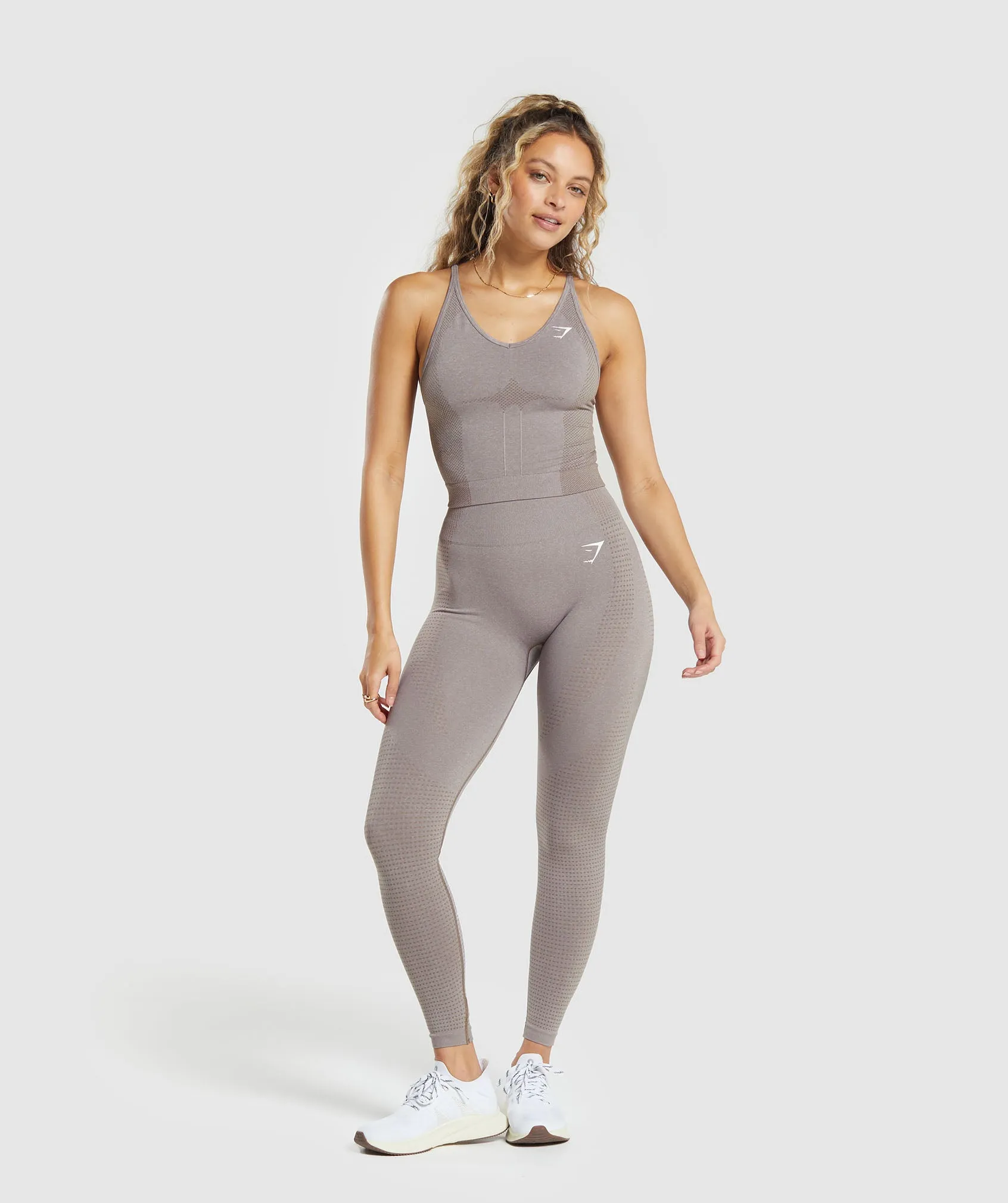 Gymshark Vital Seamless 2.0 Midi Tank - Warm Taupe Marl