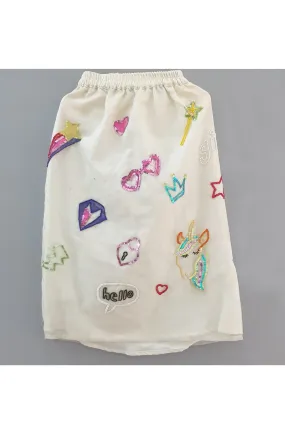 Hand painted unicorn theme white skirt