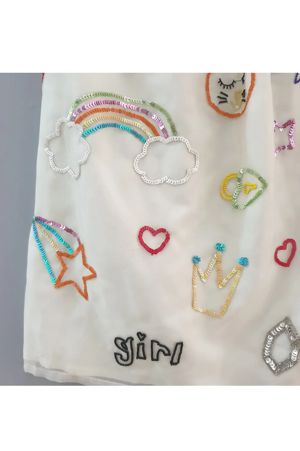 Hand painted unicorn theme white skirt