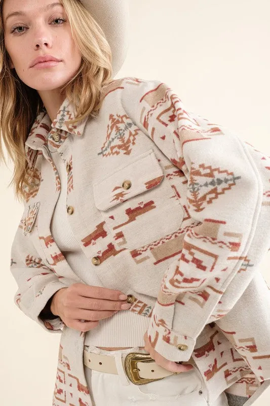 Hazel Jacquard Aztec Shirt Jacket