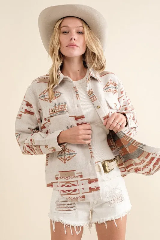 Hazel Jacquard Aztec Shirt Jacket