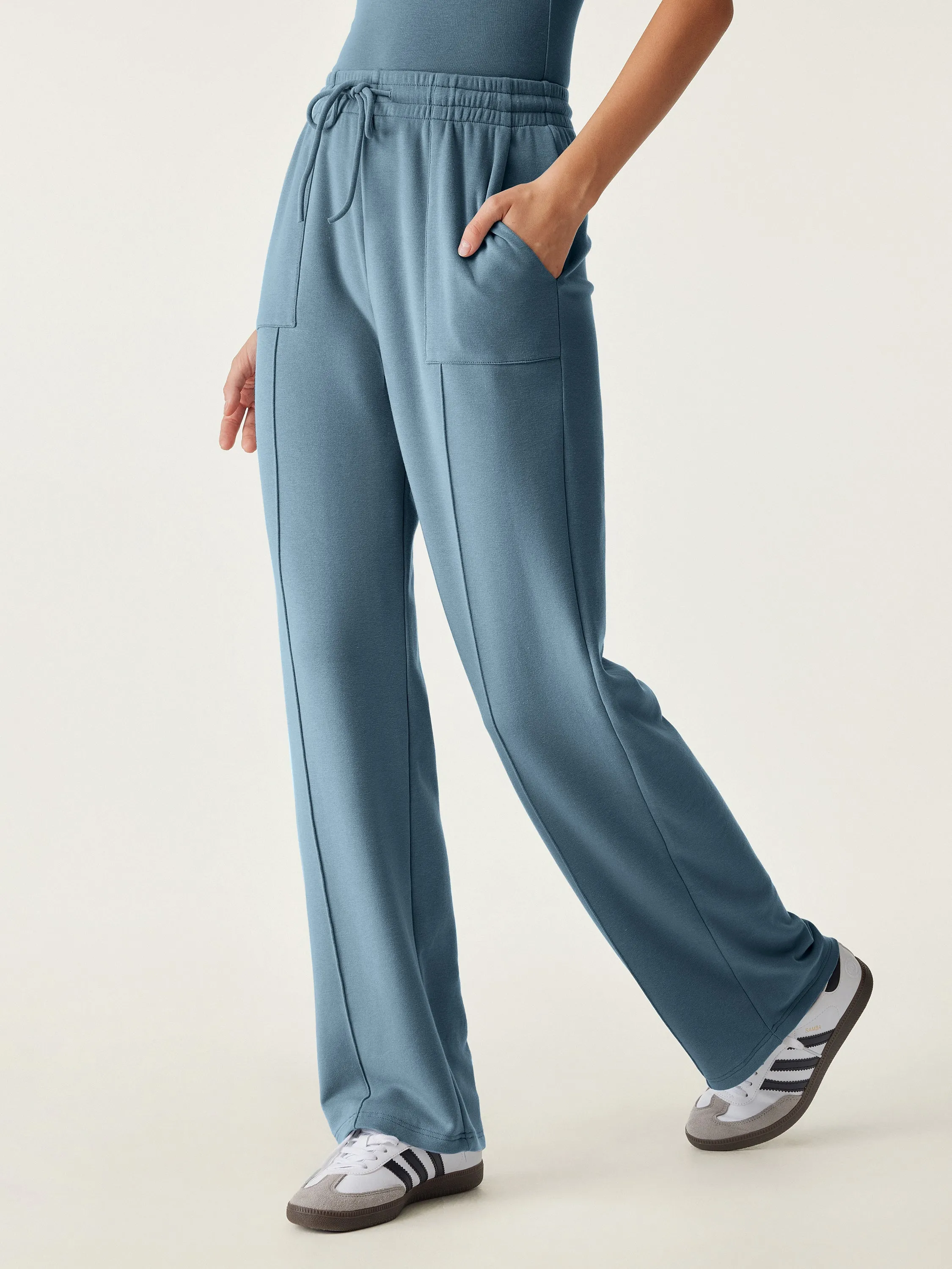 High Waisted Patch Pocket Drawstring Pant