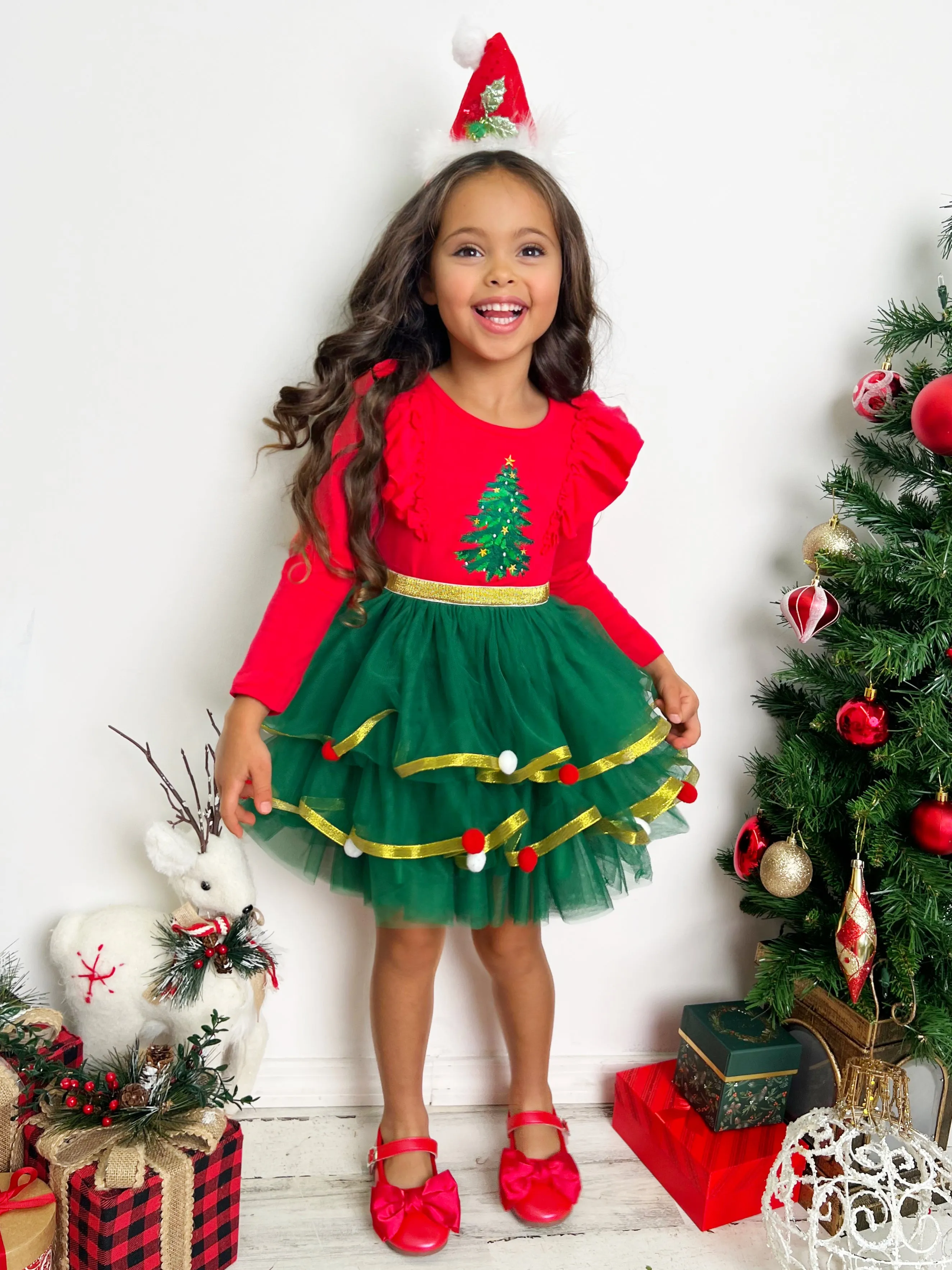 Holiday Cheers Christmas Tree Tutu Dress