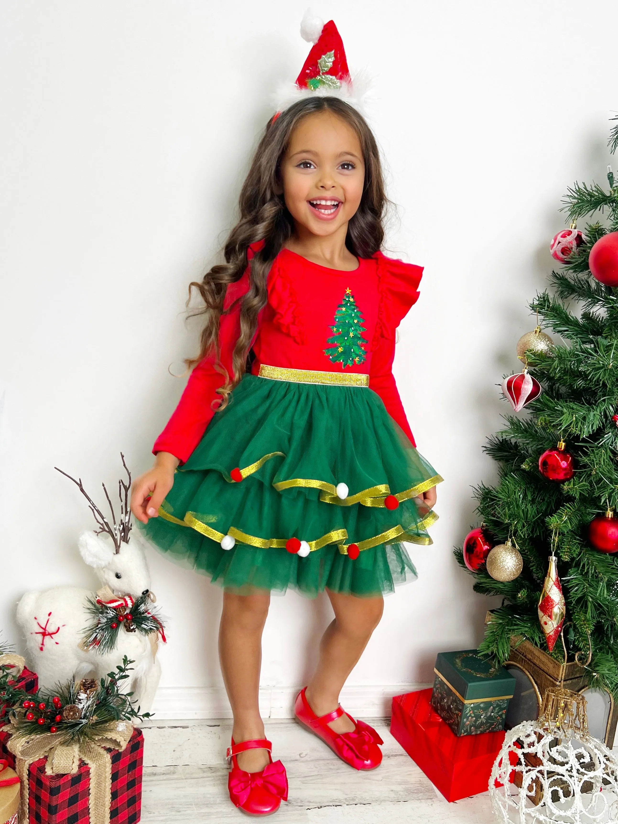 Holiday Cheers Christmas Tree Tutu Dress