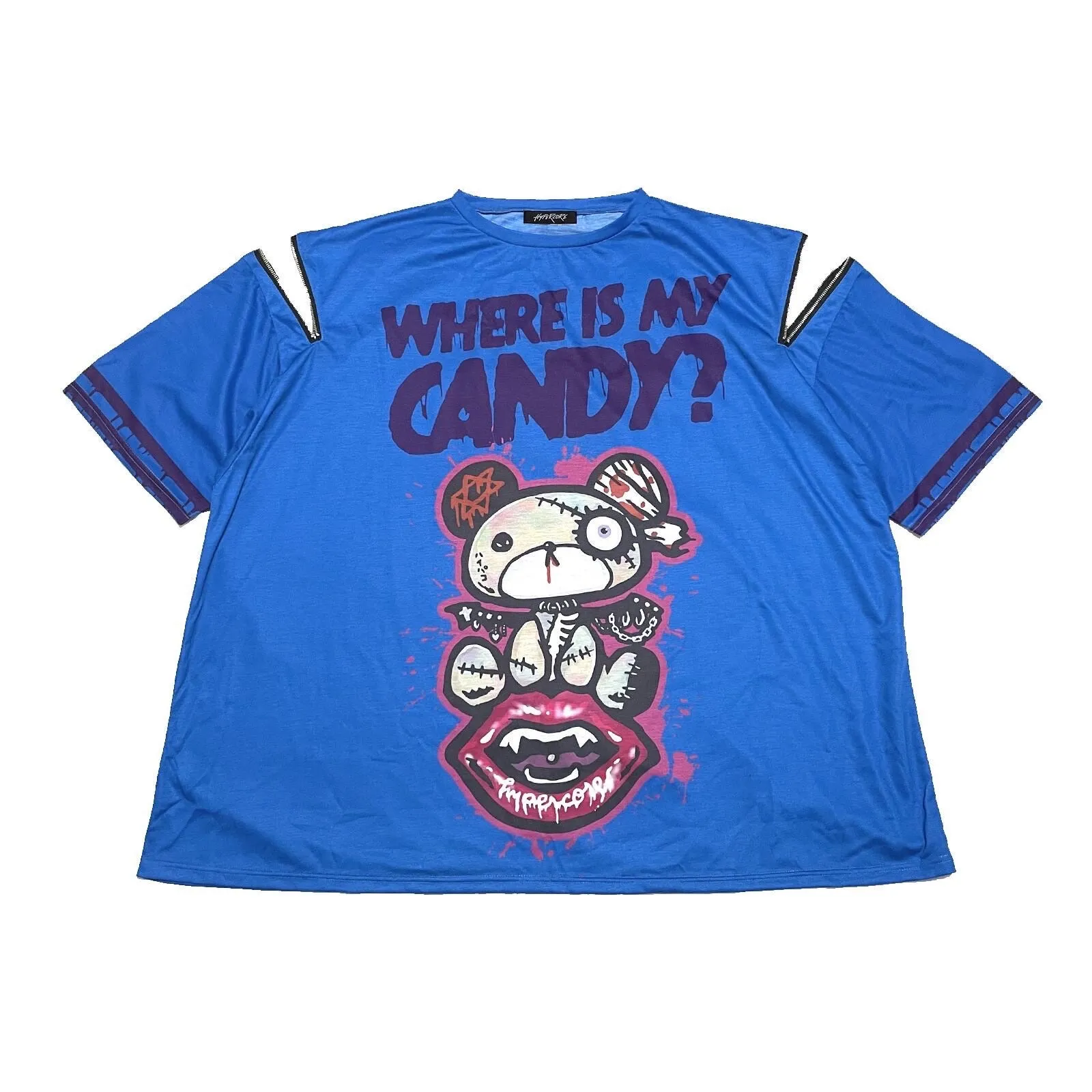 Hypercore "where is my candy?" zip t-shirt