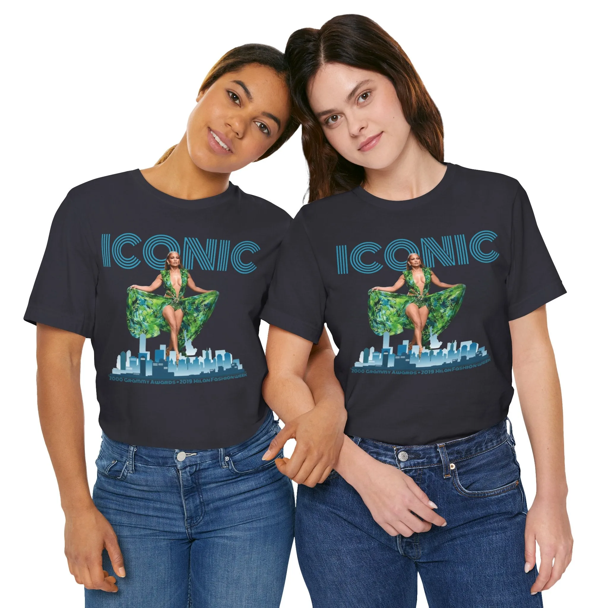 ICONIC 2000 & 2019 JLO Green Versace Dress Unisex Jersey Tee