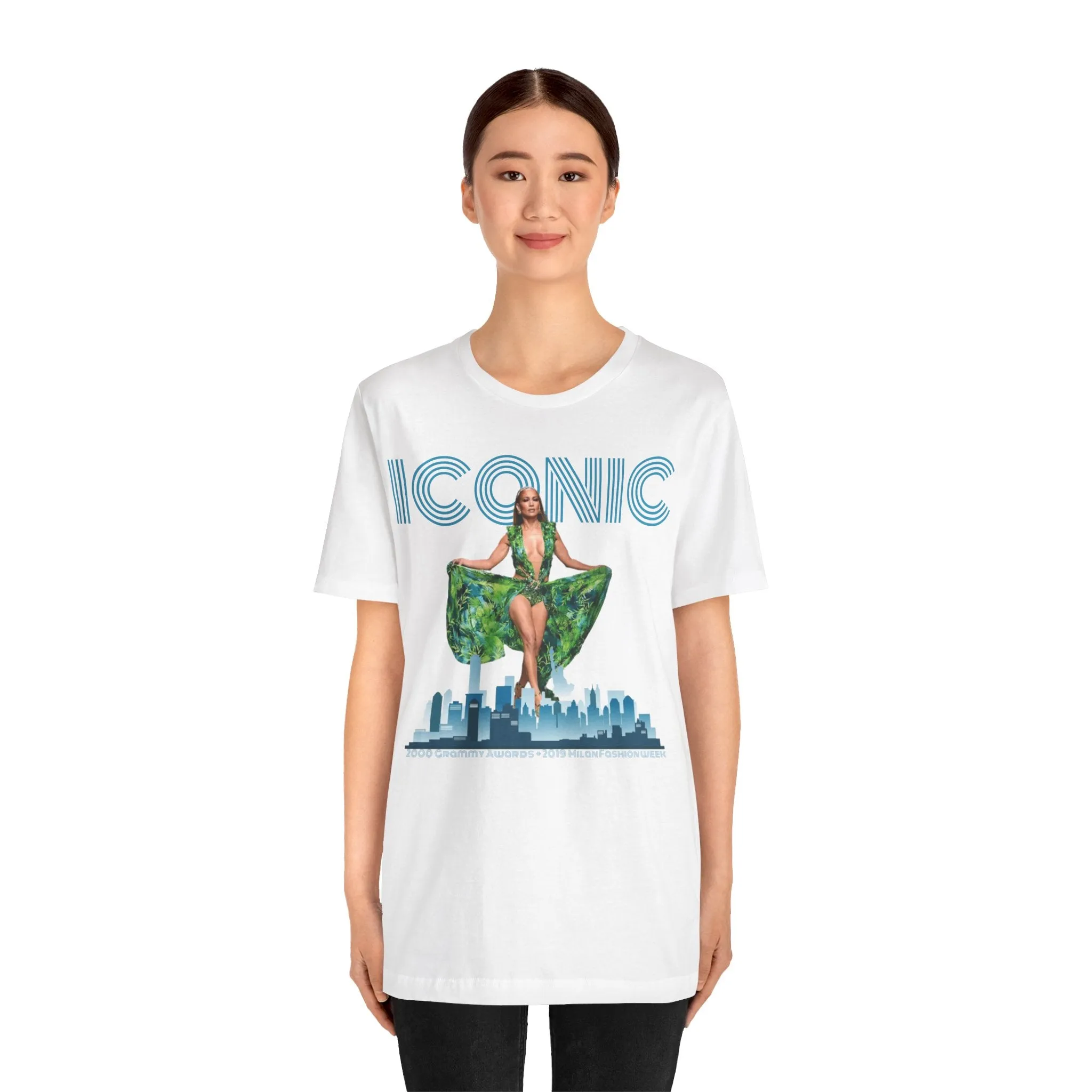 ICONIC 2000 & 2019 JLO Green Versace Dress Unisex Jersey Tee