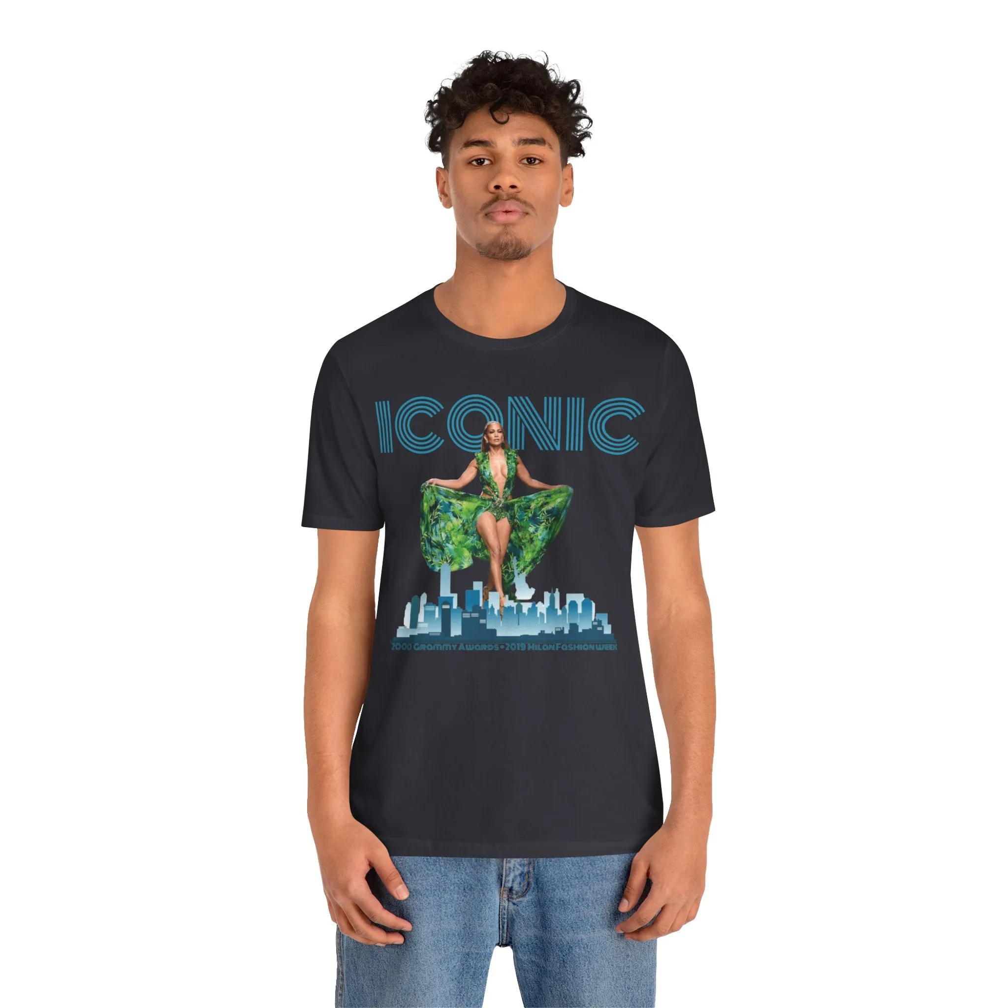 ICONIC 2000 & 2019 JLO Green Versace Dress Unisex Jersey Tee