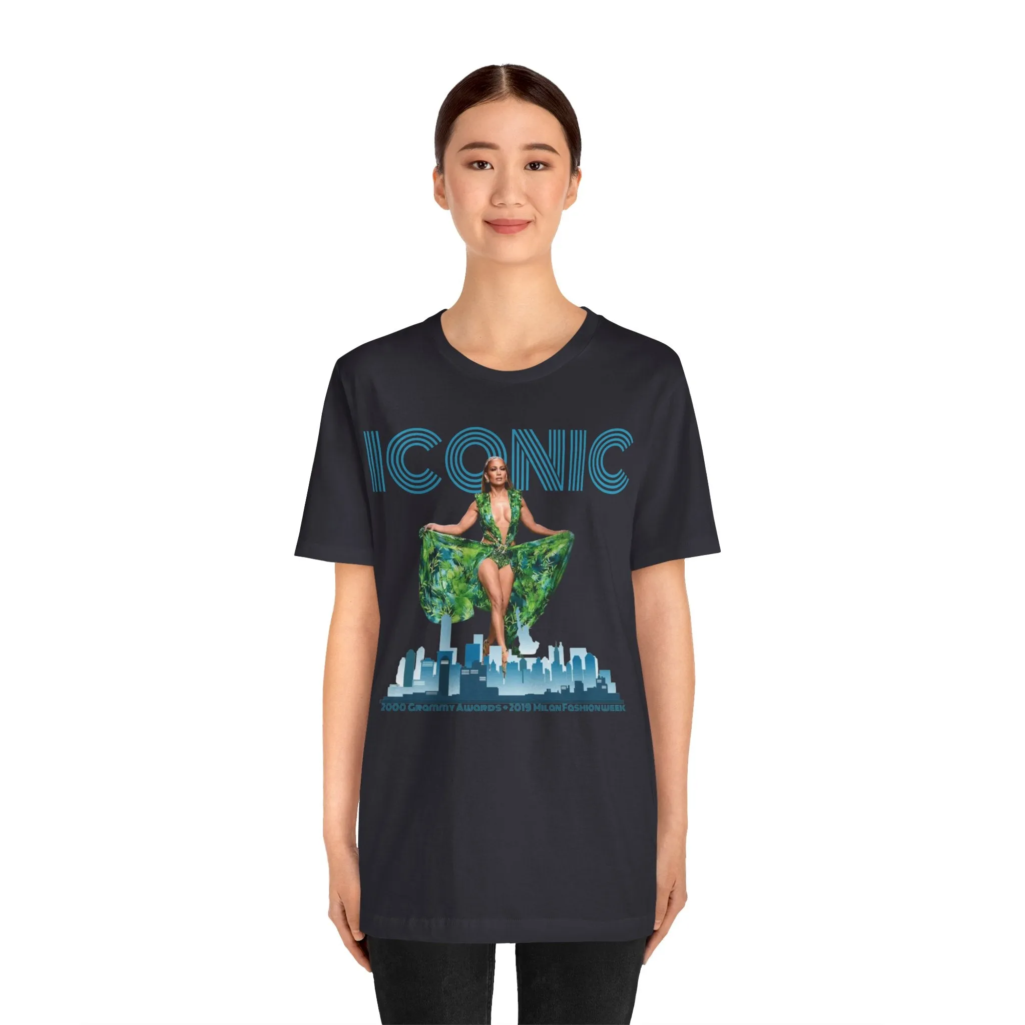 ICONIC 2000 & 2019 JLO Green Versace Dress Unisex Jersey Tee