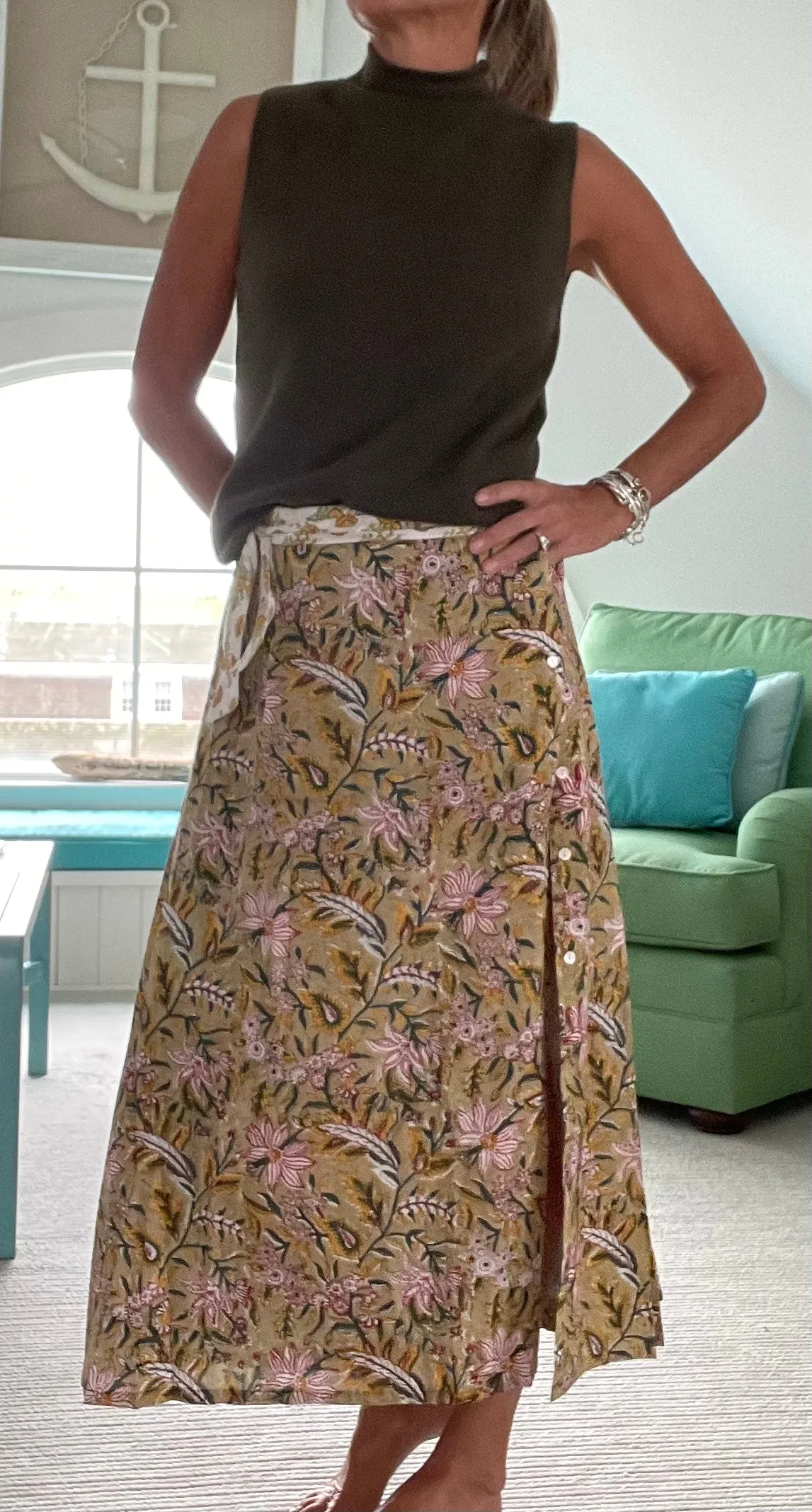 Indian Summer Serence Hand Blocked Maxi Skirt (Exclusive PP)