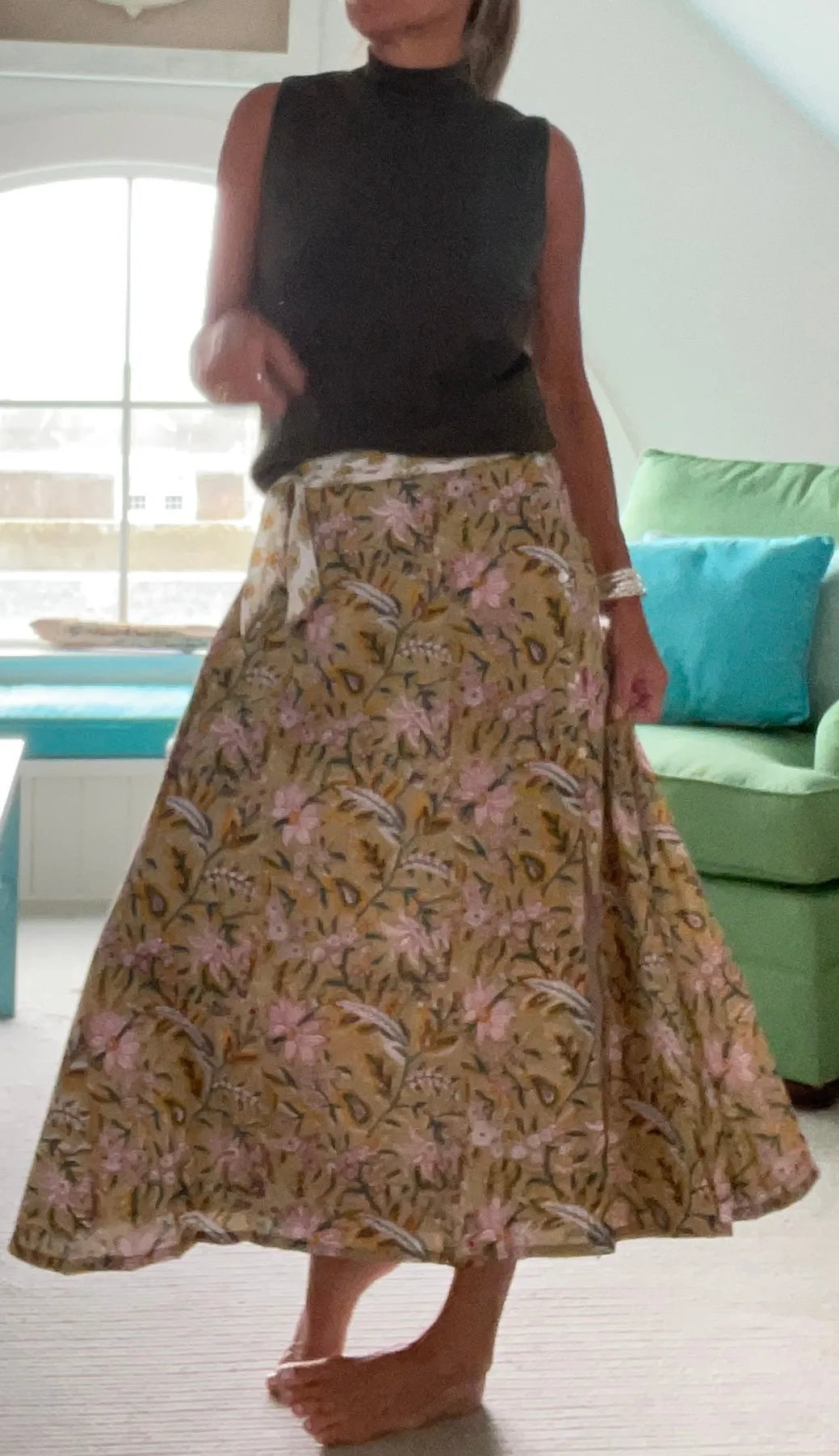 Indian Summer Serence Hand Blocked Maxi Skirt (Exclusive PP)